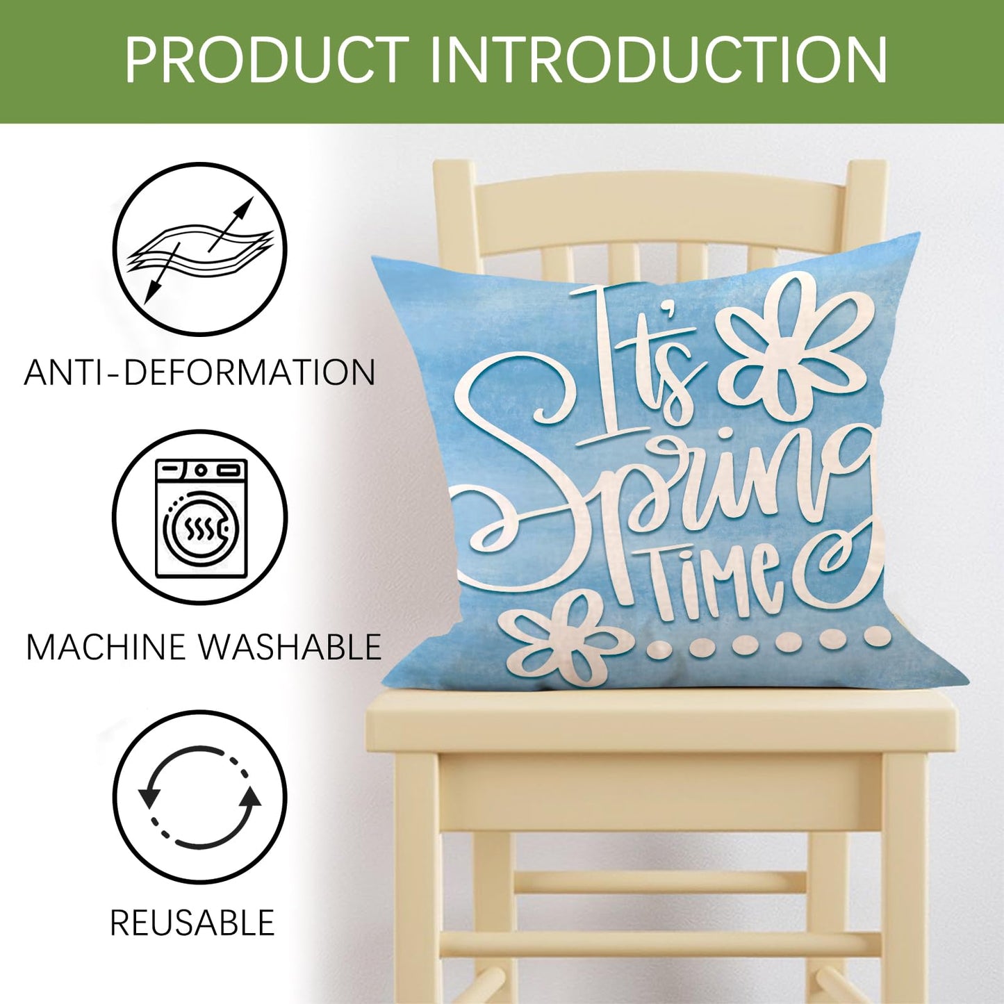 Spring Summer Daisy Flower Decorative Throw Pillow Covers | 18 x 18 Set of 4, Home Sweet Home Floral Wreath Watering Can Boots Porch Home Decor, Live Laugh Love Farmhouse Sofa Couch BST202
