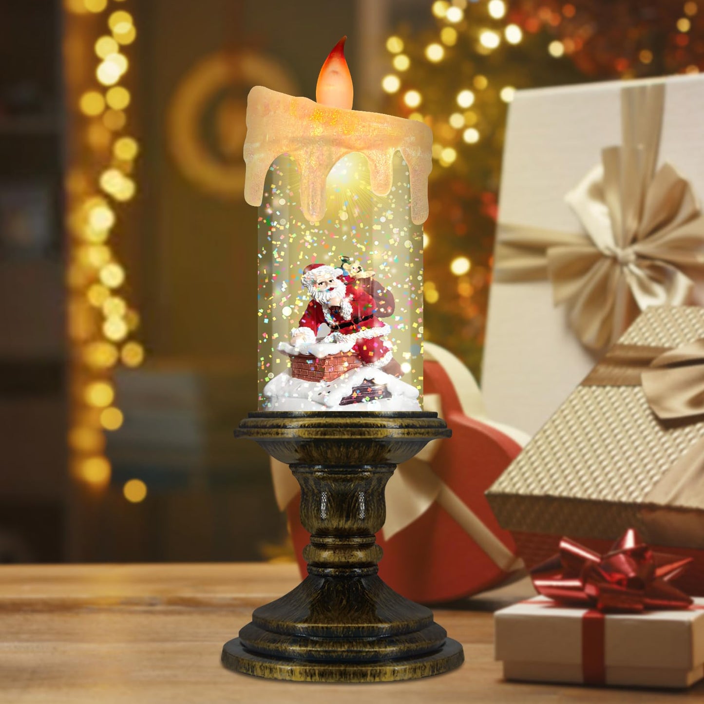 AOMIL Christmas Flameless Candles, Flickering LED Candles with Timer, Snow Globe Candle Lights for Christmas Decorations BST220