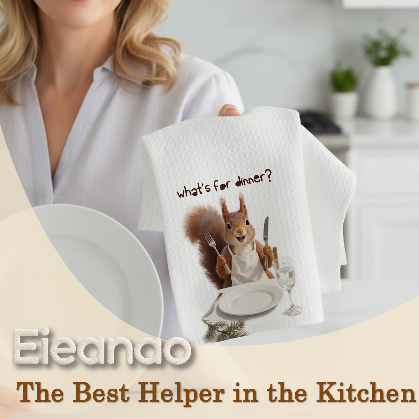 Funny Cat Gifts Kitchen Towels, Cute Cat with Knife and Fork Microfiber Dish Tea Towel for Kitchen Decor, Funny Cats Cooking Decor, is It Dinner Time Yet, 16x24 Inch BST220