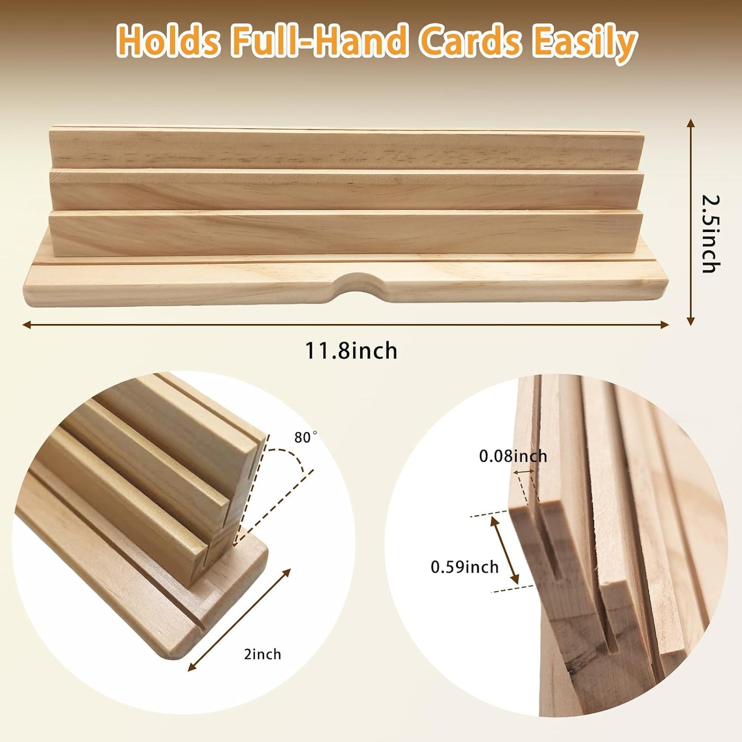 2PCS Card Holder Playing Cards 4-Slot Wooden Card Holder Playing Cards with Storage Bag Wooden Card Holders for Playing Card for Canasta and Bridge, Hands-Free Playing Card Holders for Adults, Kids, Seniors BST202