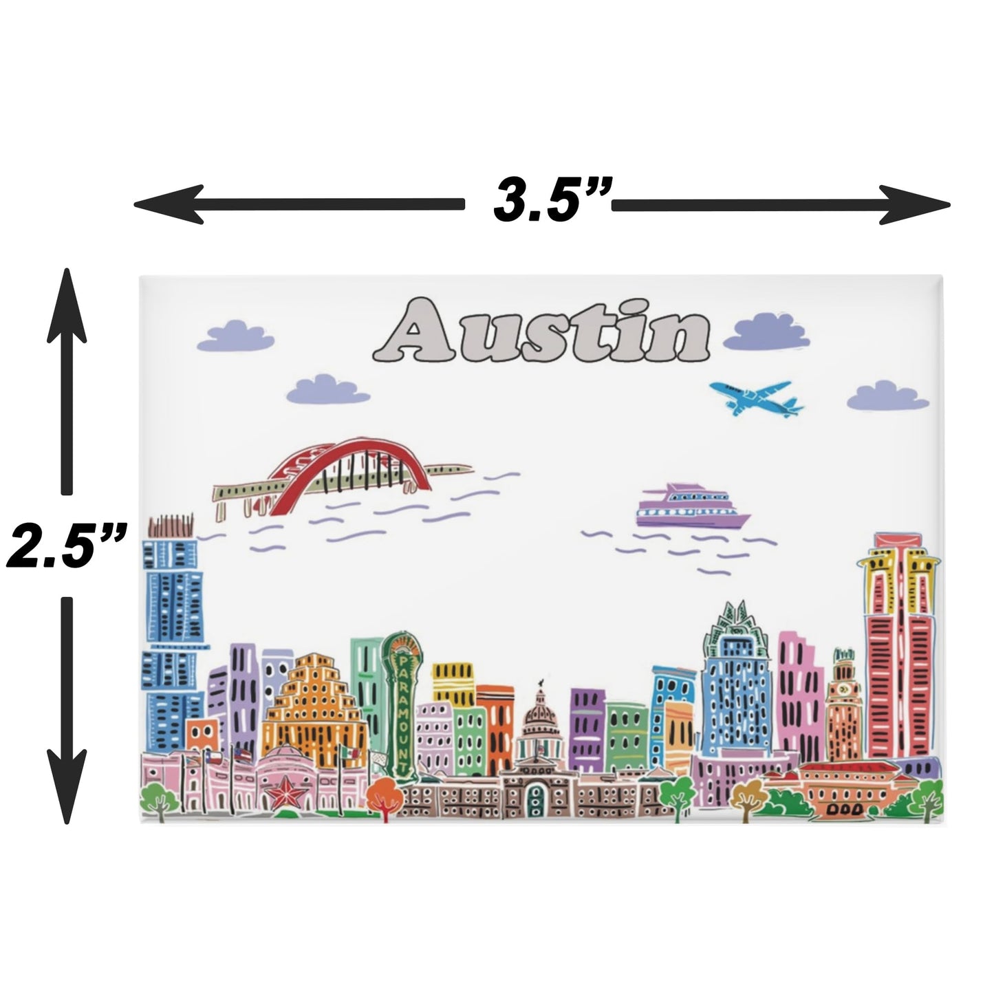 City Themed Artwork Magnet Collection by Beary Blu - Designed in The USA, Collectible Souvenirs Gifts 2.5" x 3.5" (Dallas) BST220