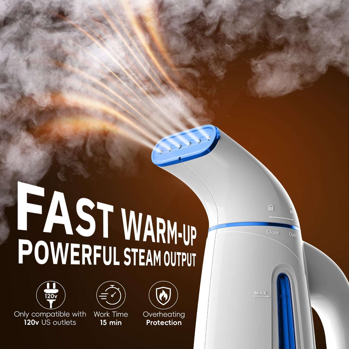 OGHom Steamer for Clothes, Handheld Clothing Steamer for Garment, 240ml Big Capacity 700W Portable Travel Steam Iron (Blue)