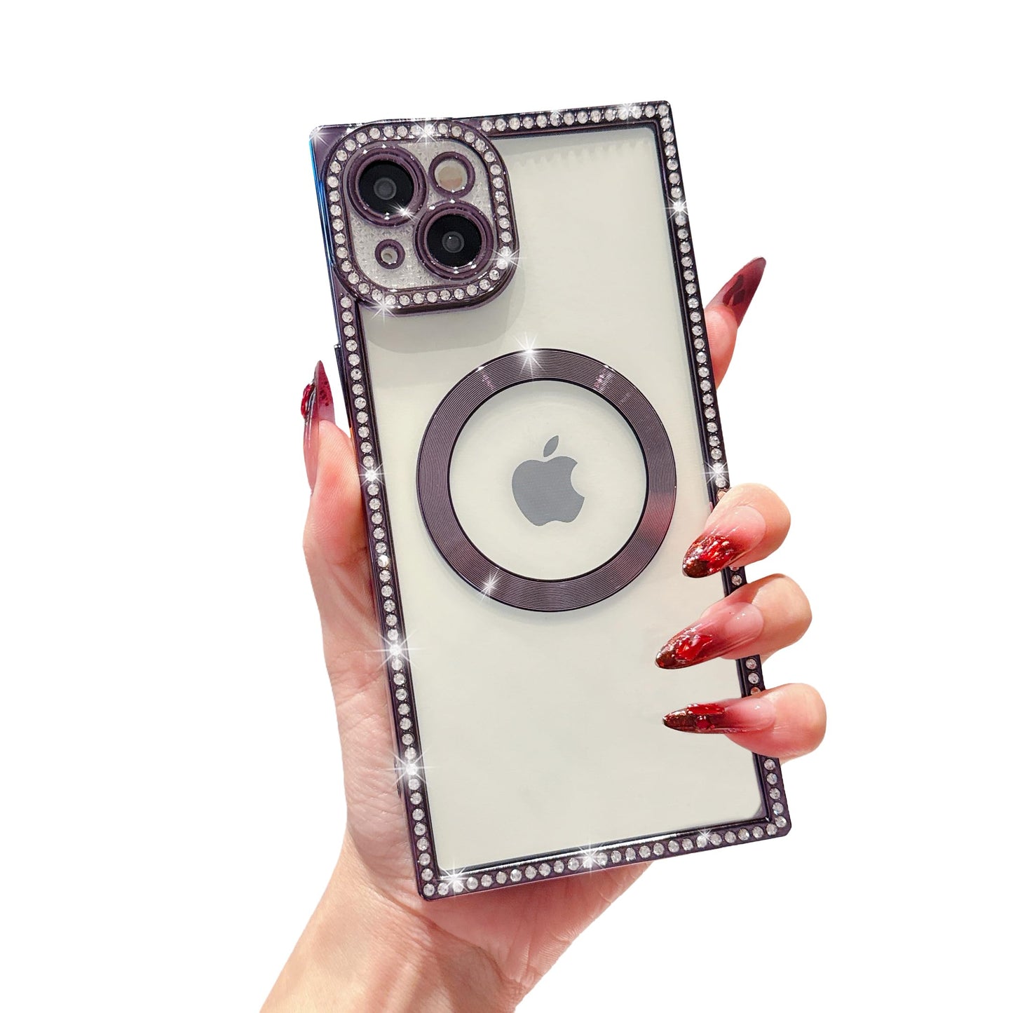Owncase Magnetic for iPhone 13 Pro Case, Compatible with Magsafe, Crystal Diamonds Glitter Electroplated Edge Soft TPU Clear Phone Case for Women Girls, Gold WN420