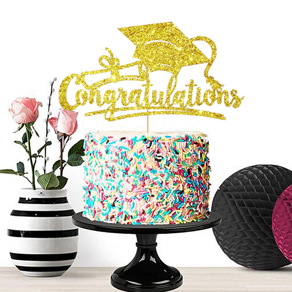 Congratulations 2026 Graduation Cake Topper Red Glittery Class of 2026 Cake Topper Congrats Grad Party Cake Decor for 2026 Senior High School College Grad Party Supplies Decorations BST220