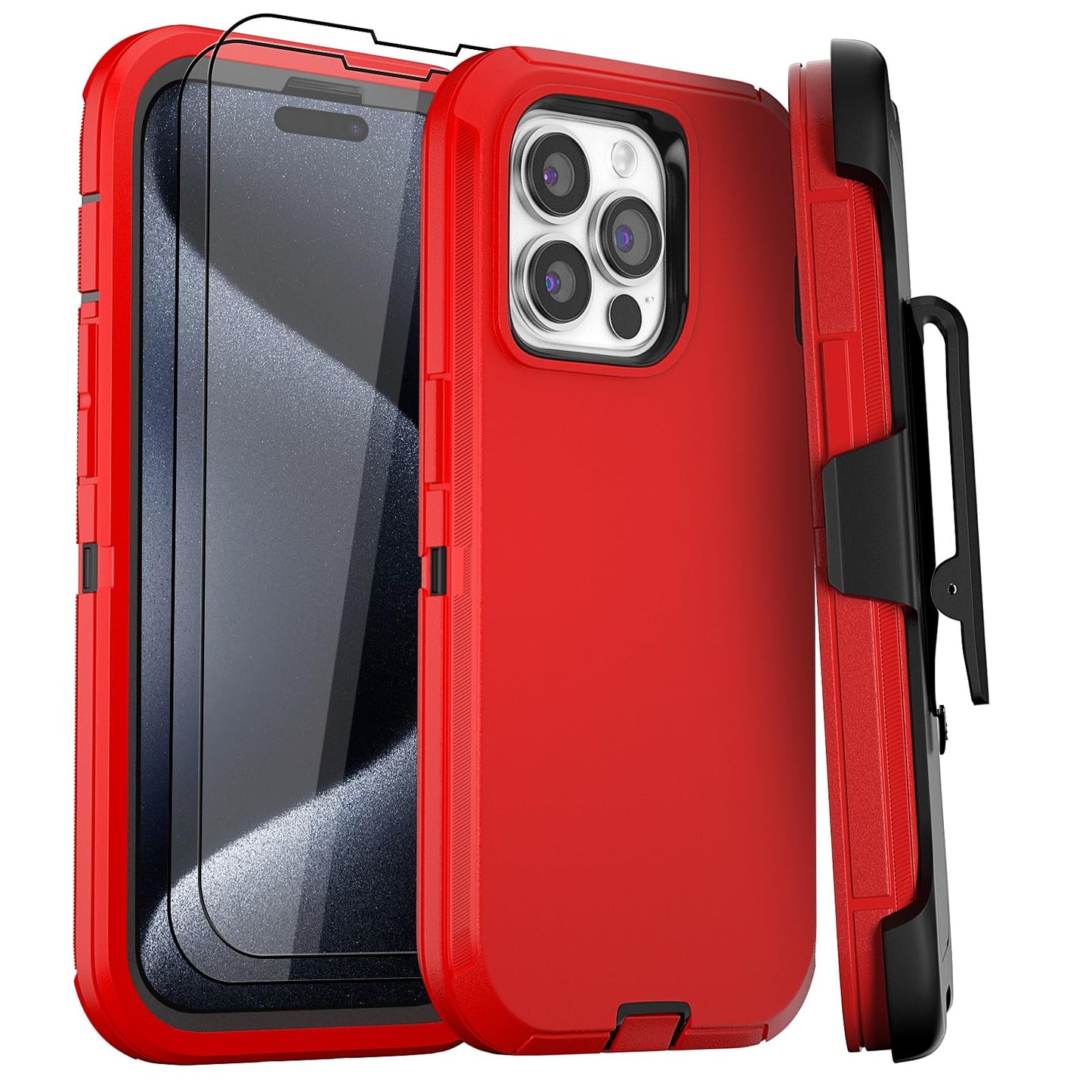 for iPhone 11 Case with Belt Clip Holster Kickstand & 2 Screen Protector, Full Protection Heavy Duty Phone Case, Shockproof Drop-Proof Durable Cover 6.1" [Black+Clip] WN420