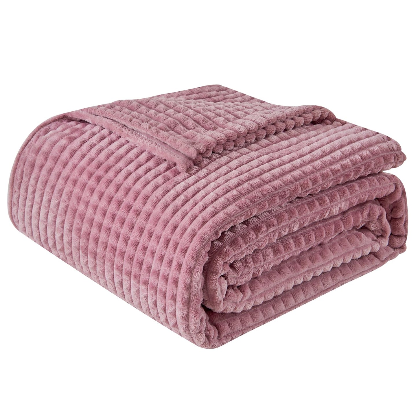EMME Fleece Blanket, 3D Jacquard Throw Blanket for Couch and Bed, Soft Cozy and Fluffy Blankets Lightweight Luxury Flannel with Waffle Design (Navy Blue, 50" x 60") BST202