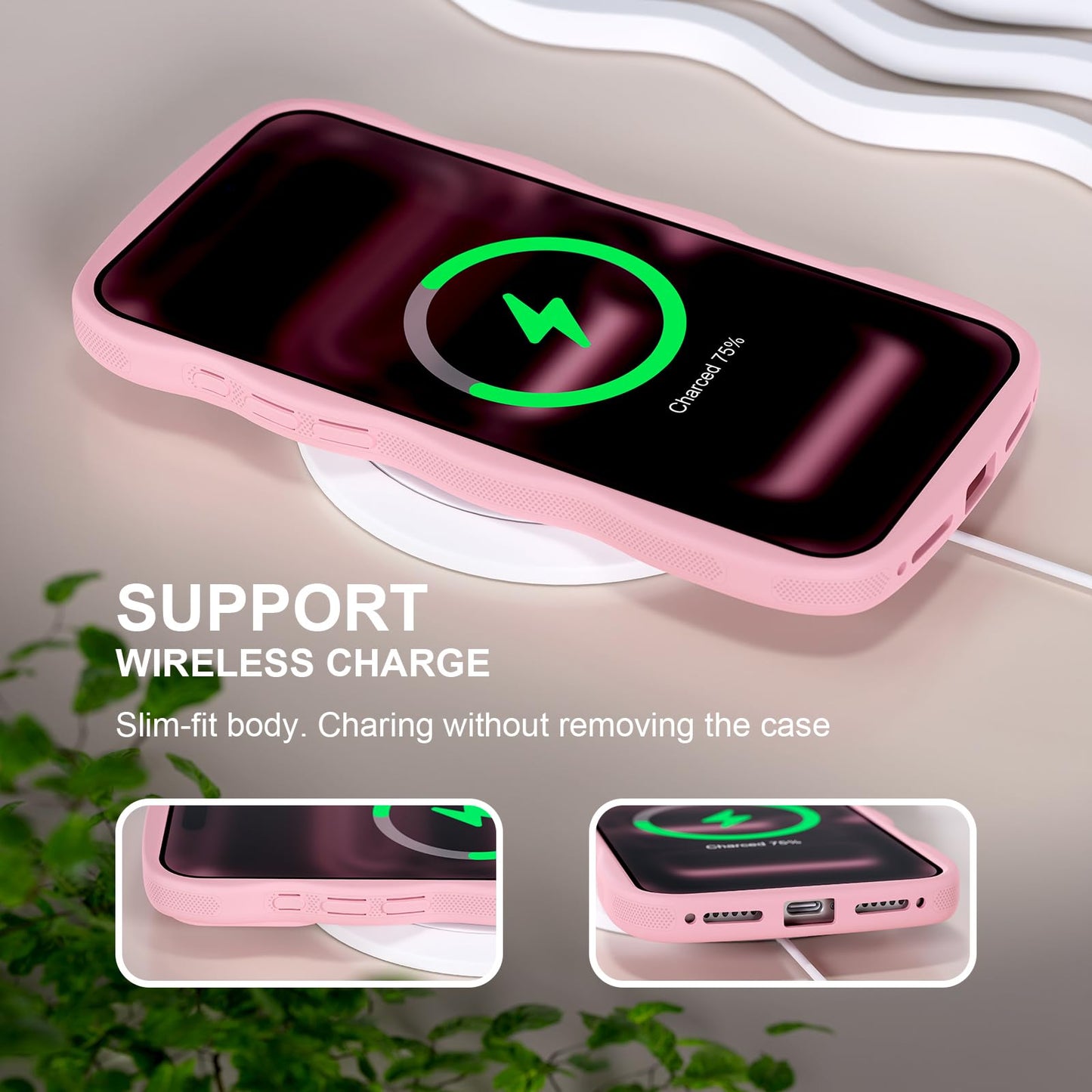QVLANG Case for iPhone 16 Pro Max, Cute Wave Cover Case, Upgraded[Full Camera Protection][Compatible with Magsafe][Military Grade Protection][Translucent Matte] Phone Case for Women Girls, Hot Pink WN420
