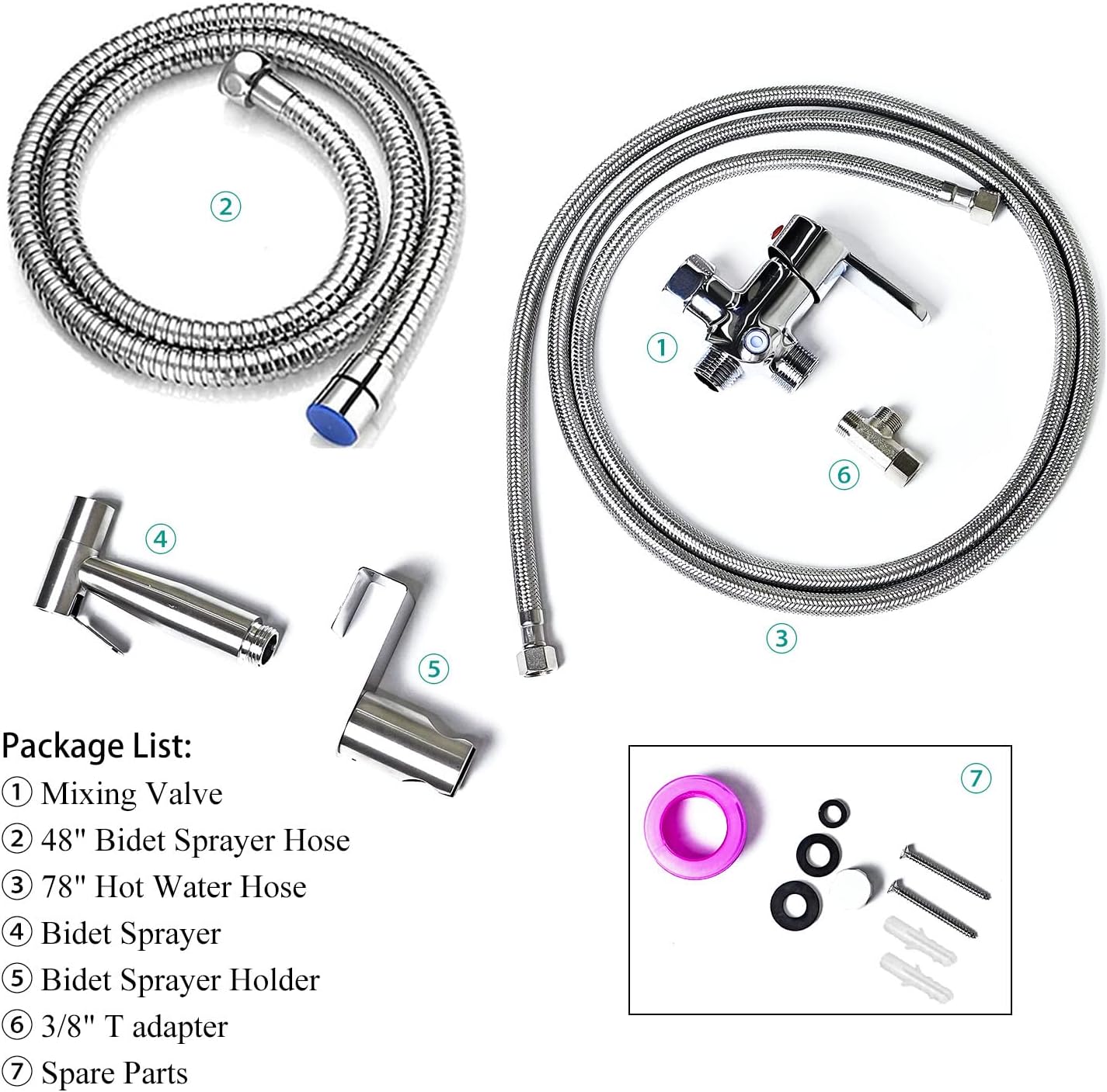 Sneatup Bidet Sprayer Set with Mixing Valve, Warm & Cold Water 100a