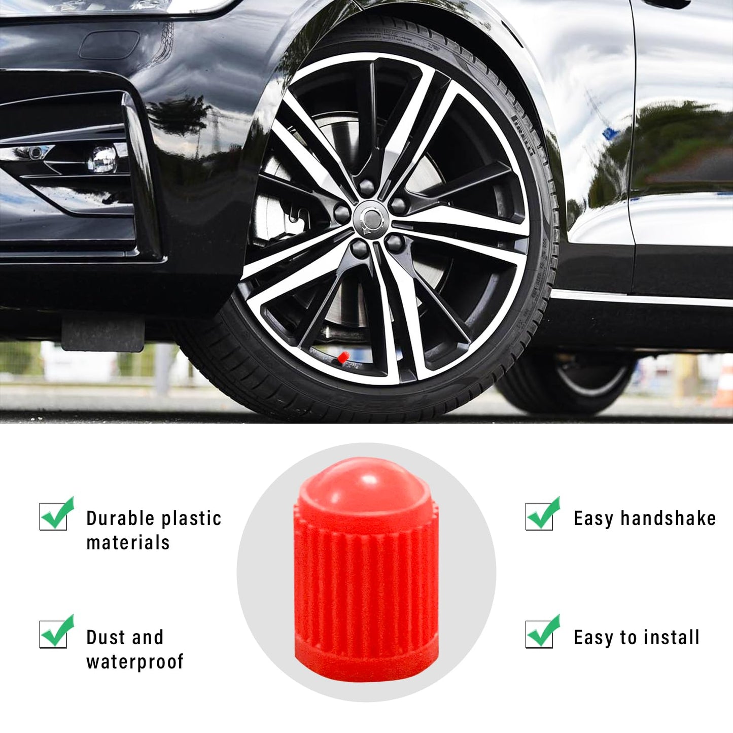 Ziciner 25 PCS Tire Valve Stem Caps, Plastic Car Tyre Valve Cap with O Rubber Seal, Dustproof Airtight Seal Wheel Stem Covers, Universal Accessories for Cars, SUVs, Bicycles,Trucks (Red) WN420