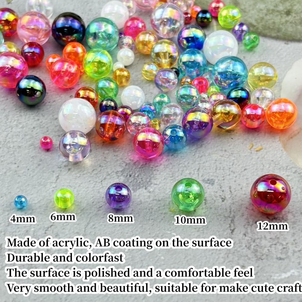 2000pcs 4mm Acrylic Round Beads AB Colors Acrylic Beads Round Spacer Beads with Hole for DIY Bracelet Necklace Jewelry Making Supplies Handmade Craft(Green AB) BST220