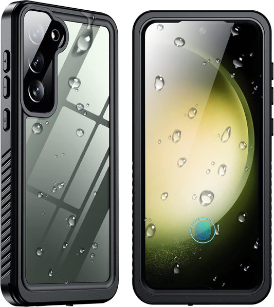 SPIDERCASE Designed for Samsung Galaxy S23 Case Waterproof,Built-in Screen & Camera Lens Protector[IP68 Underwater][Military Grade Shockproof] Full Body Protection Phone Case, Black/Clear WN420