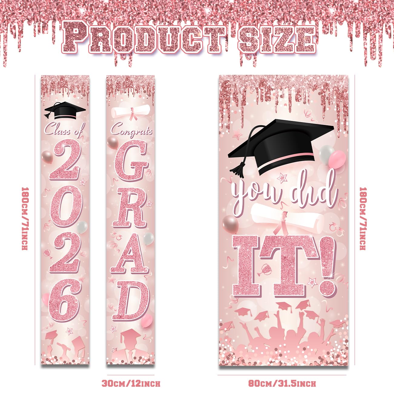 Graduation Decorations Class of 2026 Purple and Gold Congrats Grad Banner and You Did It Door Cover for High School College Graduation Party Supplies(Purple) BST326H