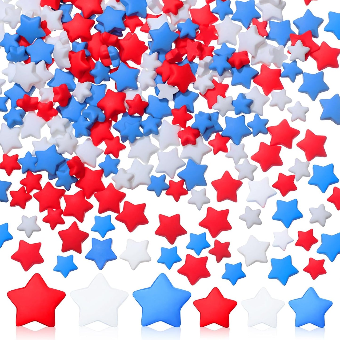 Weysat 240 Pcs Red White and Blue Stars Memorial Day Patriotic Vase Filler Decorations 250th Anniversary Independence Day Table Centerpieces 4th of July Resin Table Scatter (0.6,0.8 Inch) BST326L