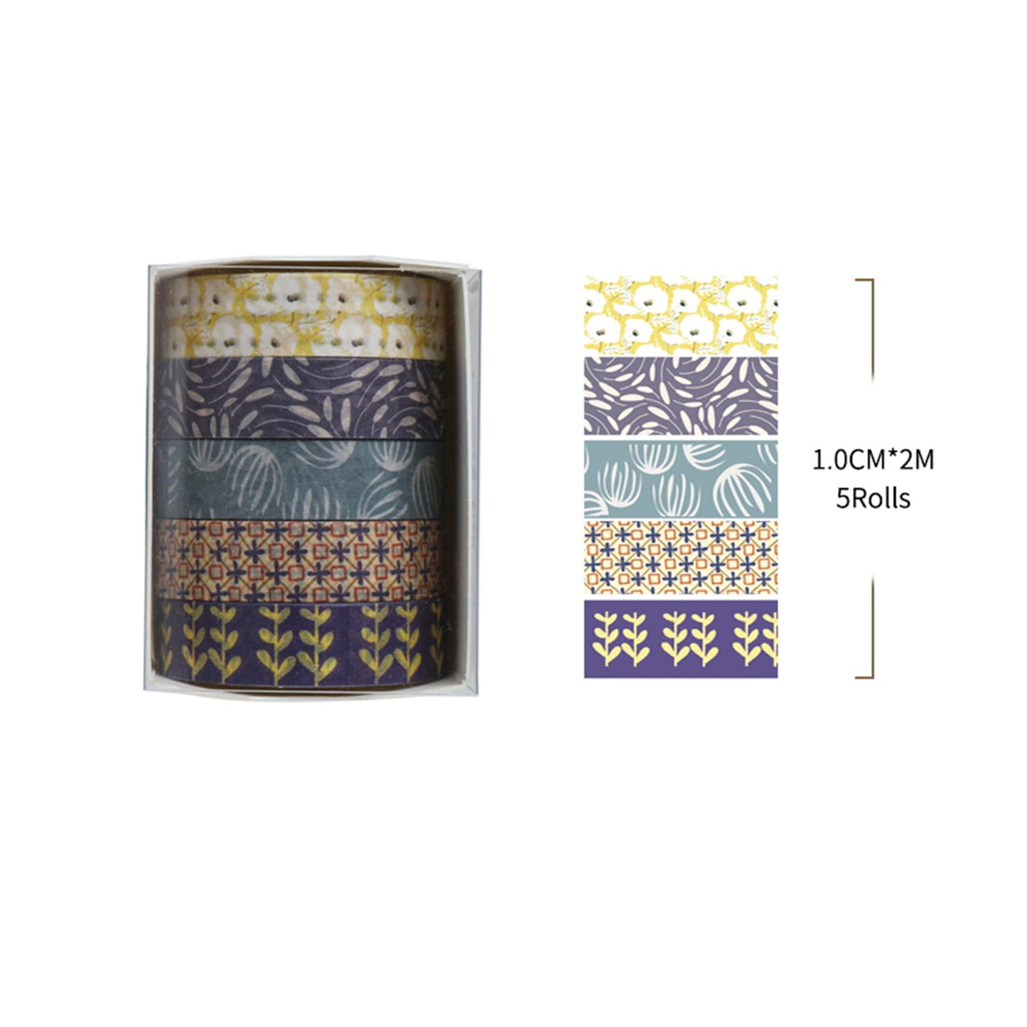 Fantasy Washi Tape Set - 5 Rolls Texture Arts Adhesive Tapes Basic Patterns Decorative Masking Tape Sets for Craft, Kids, Scrapbook, DIY, Gift Wrapping (10-Modern Mosaic) BST220