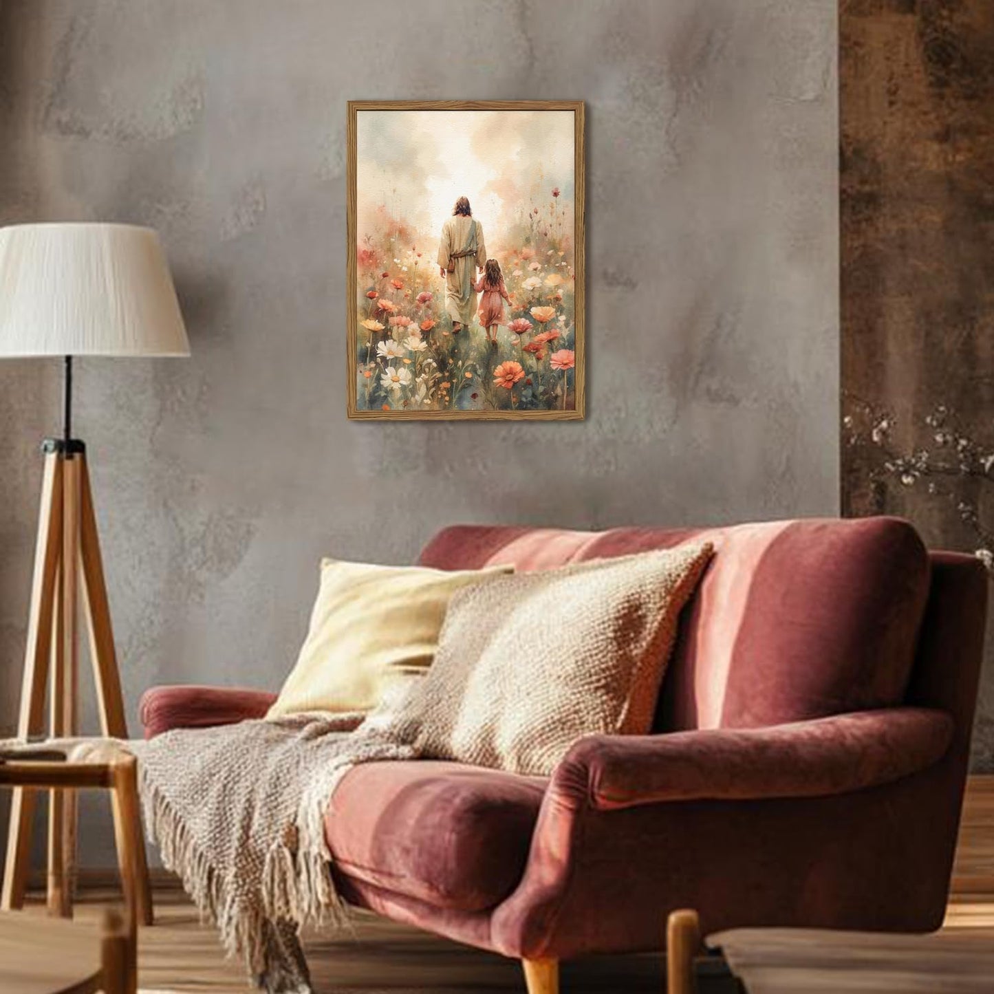 Framed 3D Textured Jesus Embracing Woman Wall Art, Jesus Hugging Woman Wall Decor Hand Drawn Sandstone Religious Christian Bible Painting Pictures for Bedroom Living Prayer Room 12x16 in Wood Framed BST202