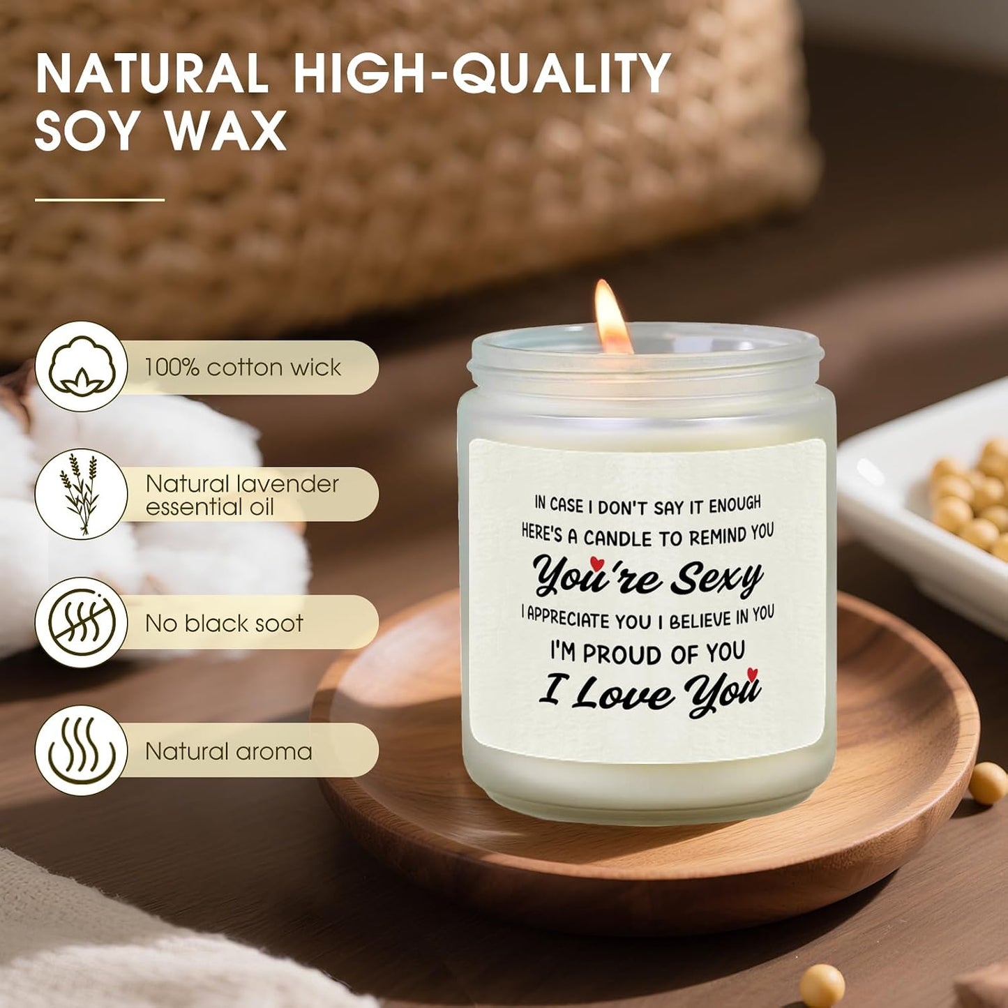 Kosmickiss Valentines Day Gift for Her Him, Lavender Scented Candle, I Love You Anniversary Wedding Gift for Girlfriend Boyfriend Wife Husband, Romantic Birthday Presents WN420