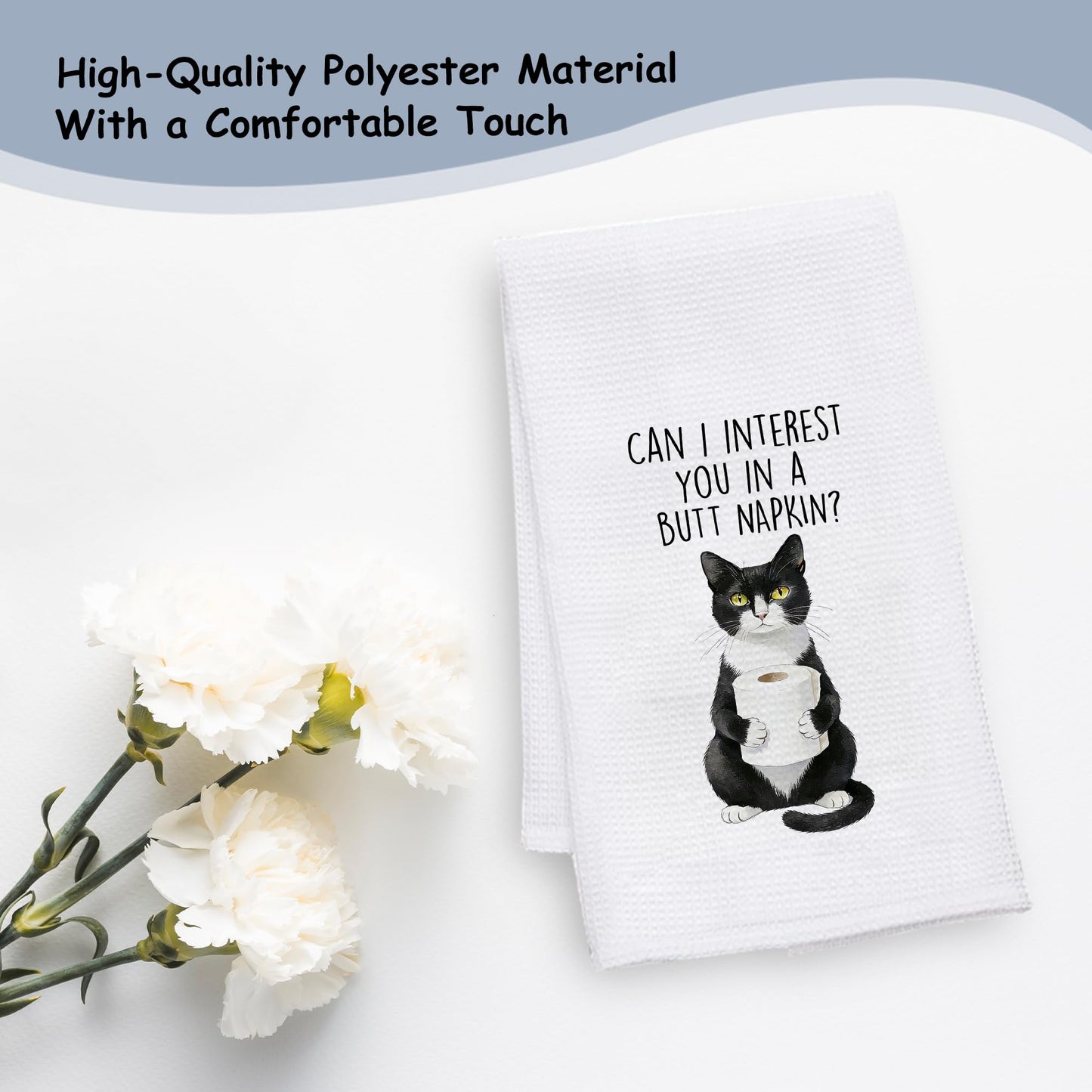 Blue and White Chinoiserie Orange Cat Bathroom Hand Towels, Orange Cat Gifts, Funny Oriental Kitty Decorative Hand Towels Bathroom Restroom Washroom Yoga Spa Zen Decor, 16x24 Inch BST326L