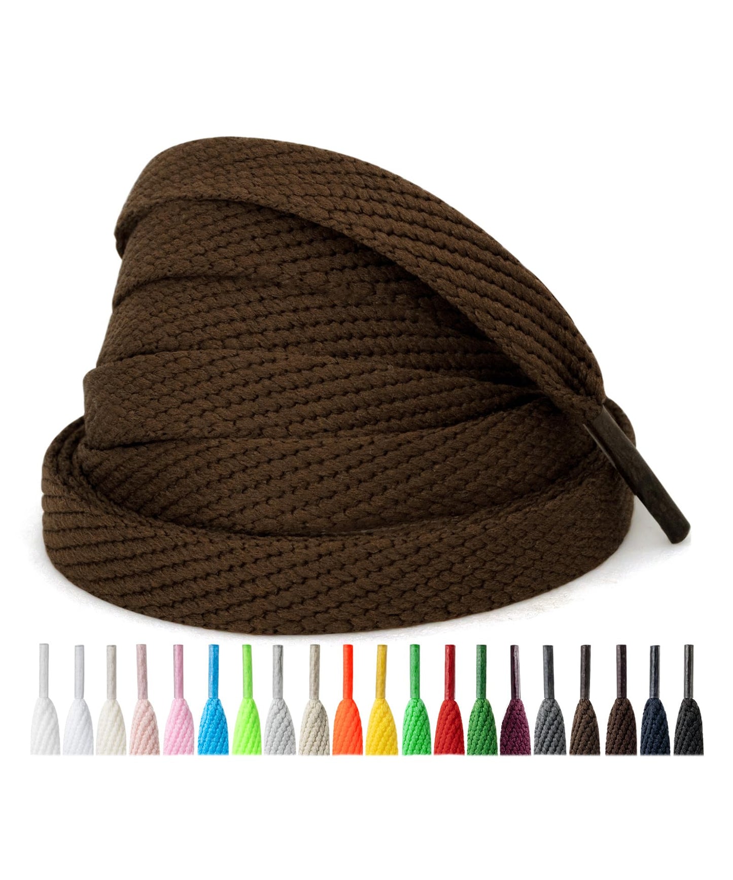 Handshop 2 Pairs Athletic Flat Shoe Laces for Sneakers in 20 Colors, 2/5" Wide Replacement Shoelaces in 30"-63" WN420