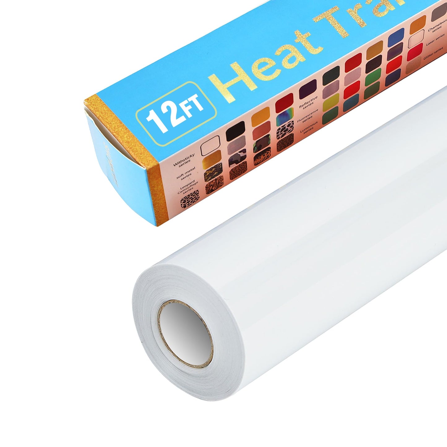 Golden Heat Transfer Vinyl Rolls 12 Inch by 12feet Roll HTV Iron on Vinyl DIY for T-Shirt Easy to Cut & Weed for Heat Vinyl Design Glossy (12Ft, Golden) WN420
