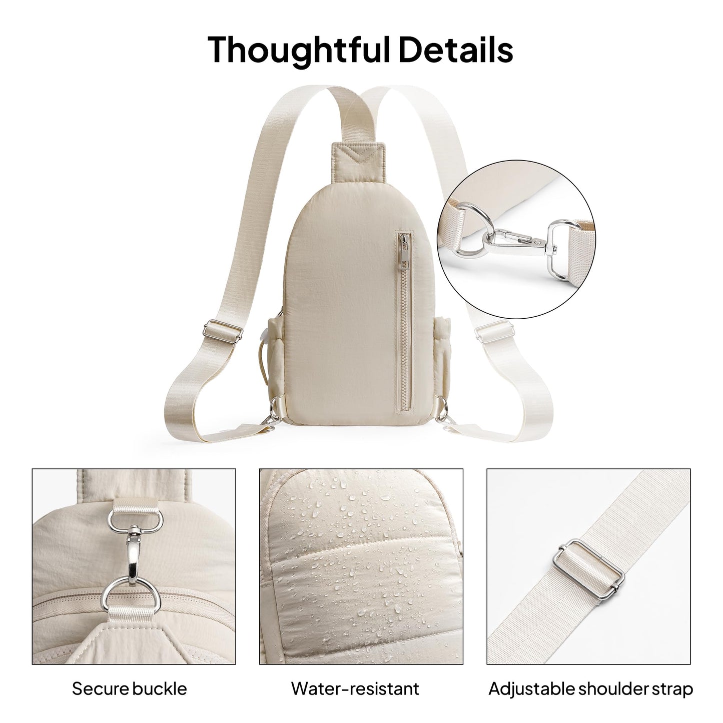 TOPEAST Sling Bag for Women, Anti-Theft Crossbody Bag with RFID Blocking & Small Water Bottle Holder for Travel BST202