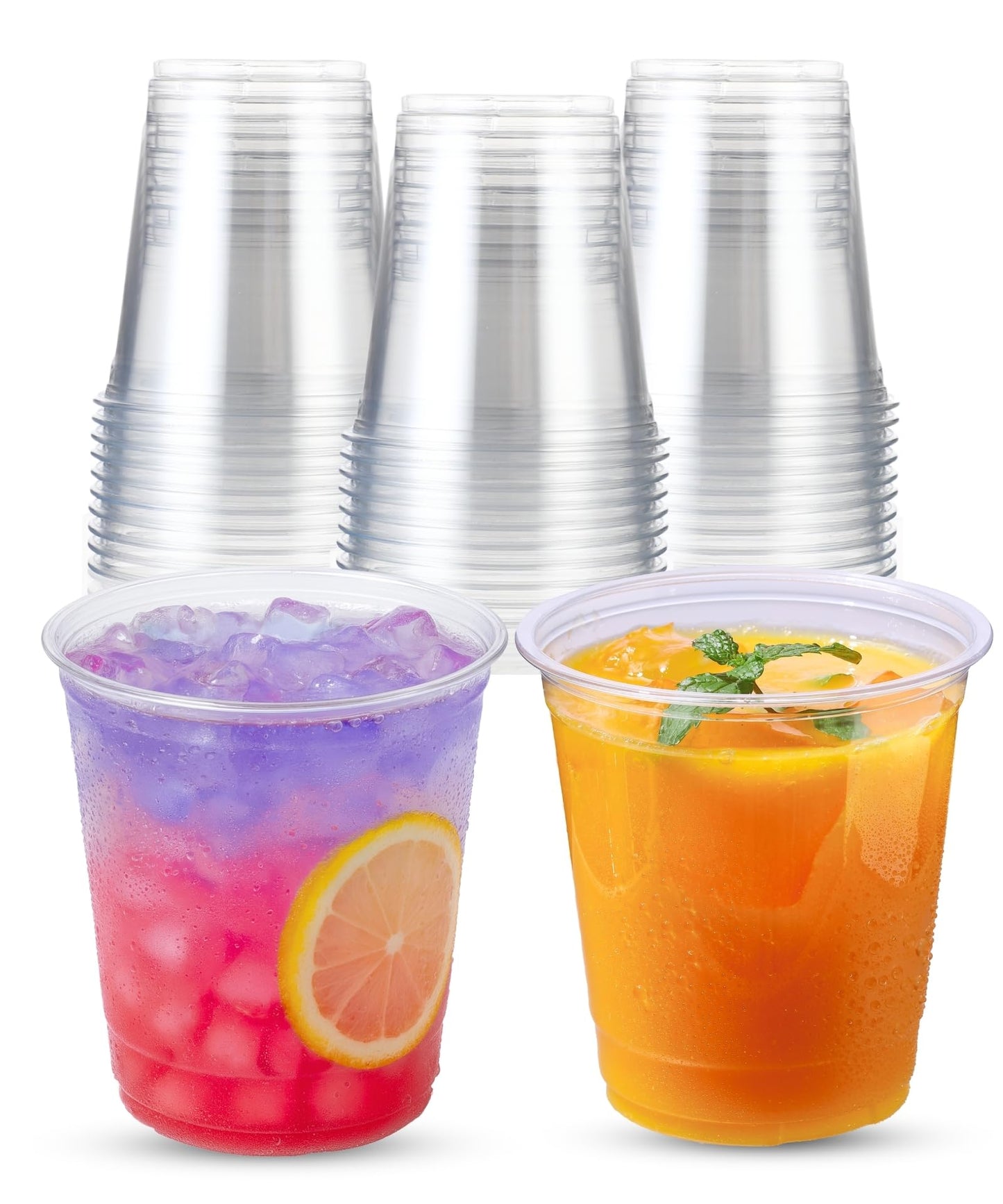 Cappatua 16 oz Clear Plastic Cups 100 Pack – Disposable Drinking Cups for Party, BPA-Free Cold Cups, Recyclable & Durable Plastic Party Cups Tumblers for Iced Coffee, Cocktails, Juice, Wine, Beer BST326H