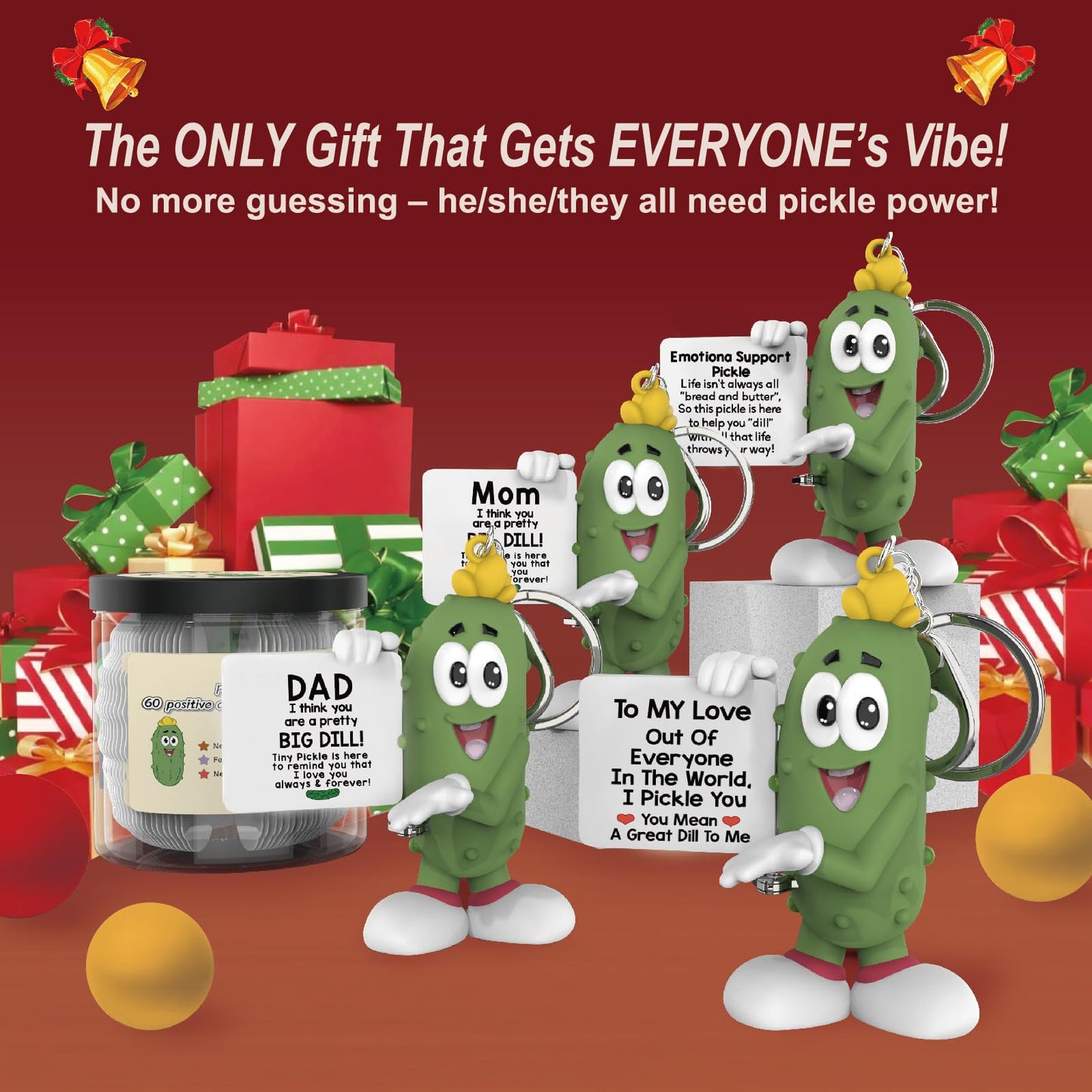 Positive Pickle with 60 Positive Affirmations Cards Set, Dad Gifts from Daughter Son, Best Dad Ever Gifts Thank You Daddy Gift Funny Pickle Plush BST202