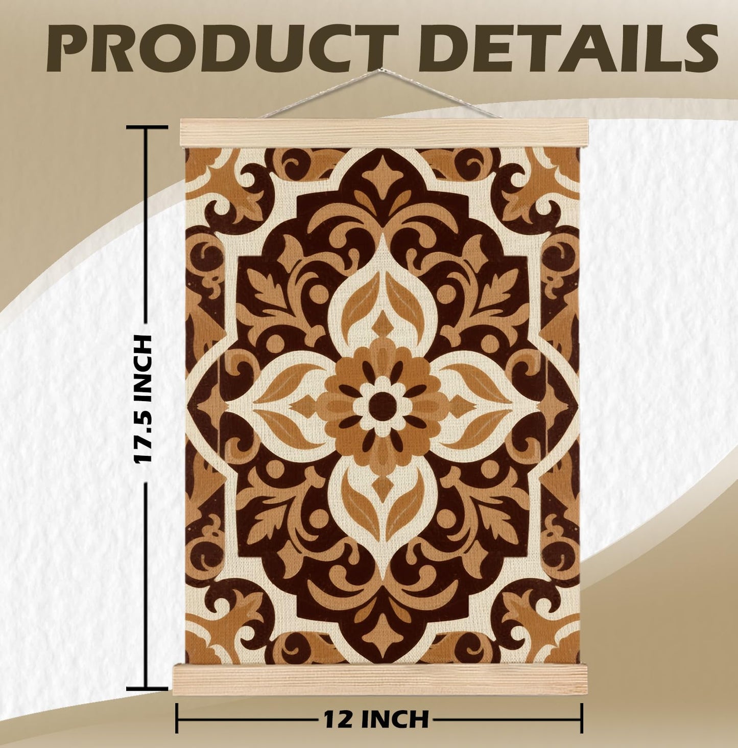 SPBL&L Green Boho Floral Mexican Wall Art, Abstract Flower Poster Hanger Frame, Burnt Orange Terracotta Botanical Hanging Canvas Pictures Prints Wall Decor for Home Bedroom, 12x16 Inch Set of 2 BST202