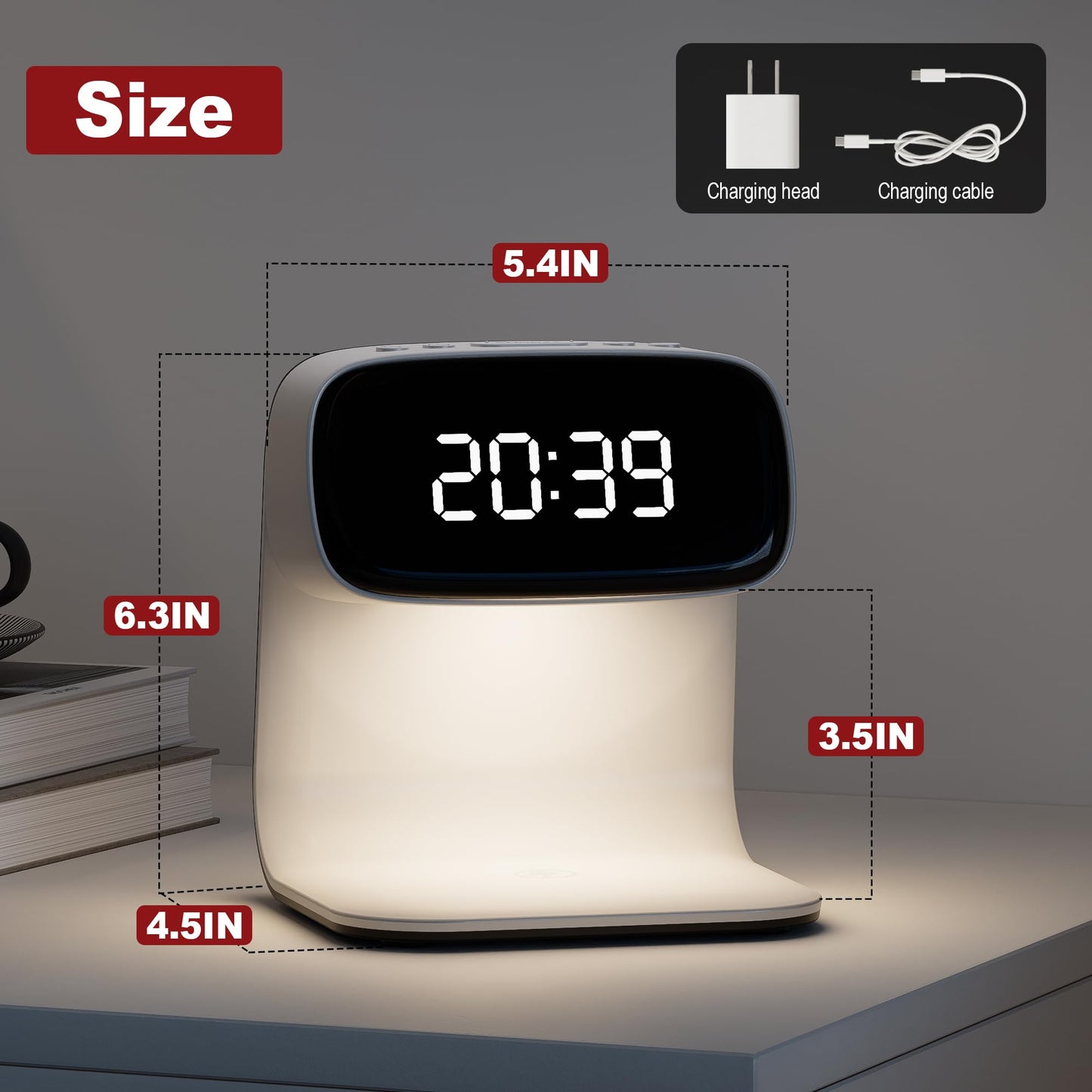 Digital Alarm Clock with Wireless Fast Charging Station 15W Touch Smart Lamp for Bedside,3 Colors Nightlight Adjustment Night Lamp for Living Room,Bedside,Heavy Sleepers (Woodgrain+Cable&Adapter) BST220