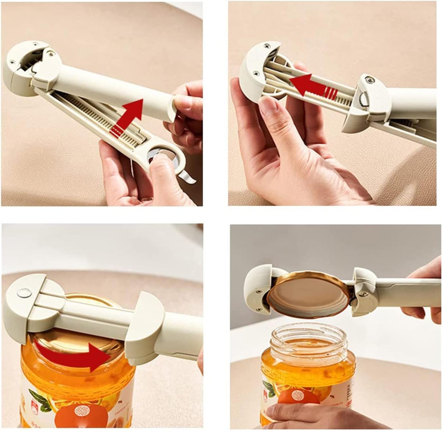 Multifunctional Retractable Bottle Opener - Adjustable Multifunctional Can Opener Jar Lid Gripper - 2025 New Jar Opener Bottle Opener for Weak Hands, Senior Arthritis (Black) WN420