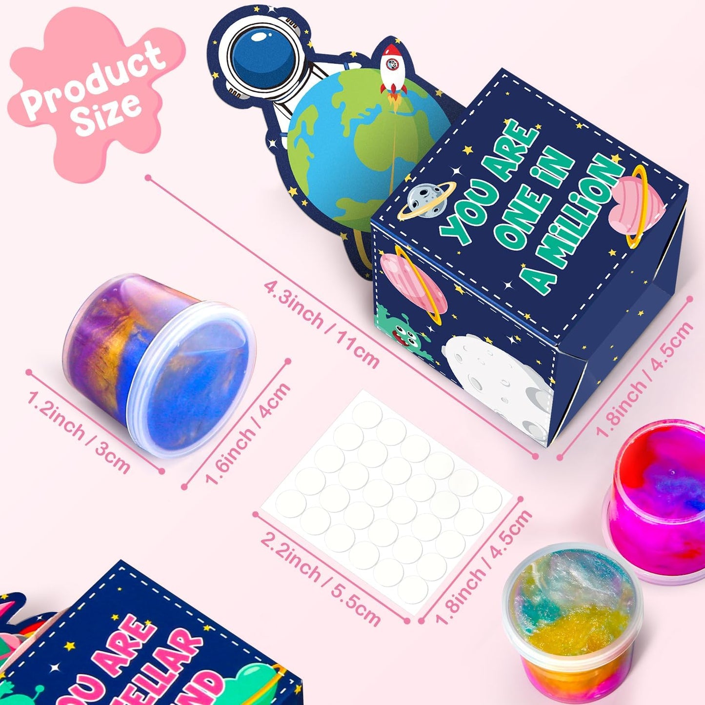 Galaxy Slime Valentines 28pcs 65