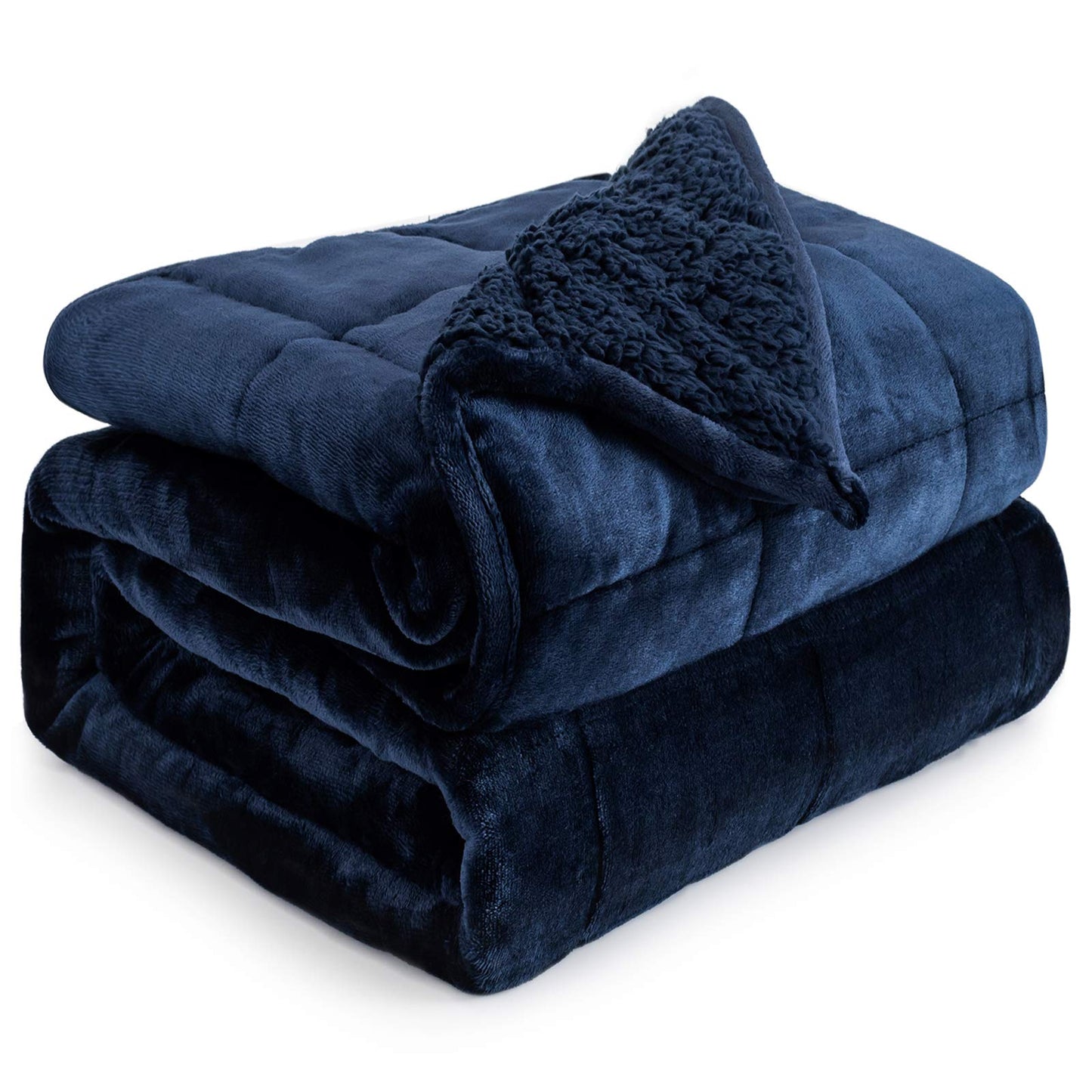 Cottonblue Sherpa Fleece Weighted Blanket for Adults 15 lbs 48x72in Soft | Cozy Flannel Weighted Throw Blankets Full Size for Calming Sleeping Relaxing, Warm Fuzzy Bed Sofa Heavy Blanket Washable,Grey BST202