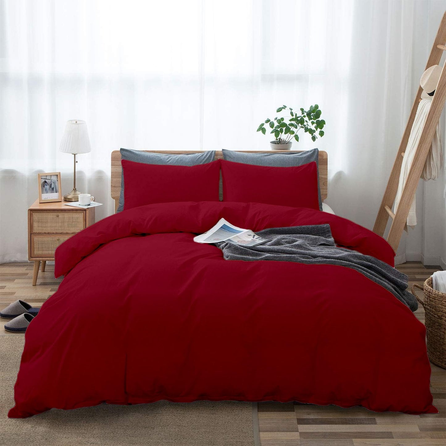 100% Cotton Oversized King plus 3 Piece Duvet Cover set 128x120 inch Breathable Luxury Soft & Cozy | Durable and Fade Resistant | Double Hem-Stitched Sateen Weave (Oversized King plus, White) BST220