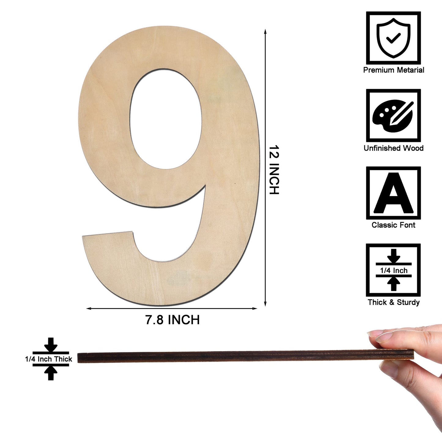 12 Inch Wooden Letter X, 1/4 Inch Thick Large Unfinished Wood Letter for Home Wall Decor, DIY Crafts BST220