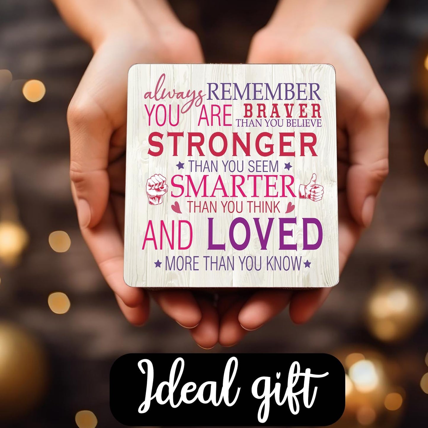 Inspirational Pink Gifts for Women Desk Sign, Encouragement Gift for Women, Cheer Up Gifts Desk Wood Plaques, Coworker Motivational Signs for Birthday, Thinking of You Gift for Womens BST220