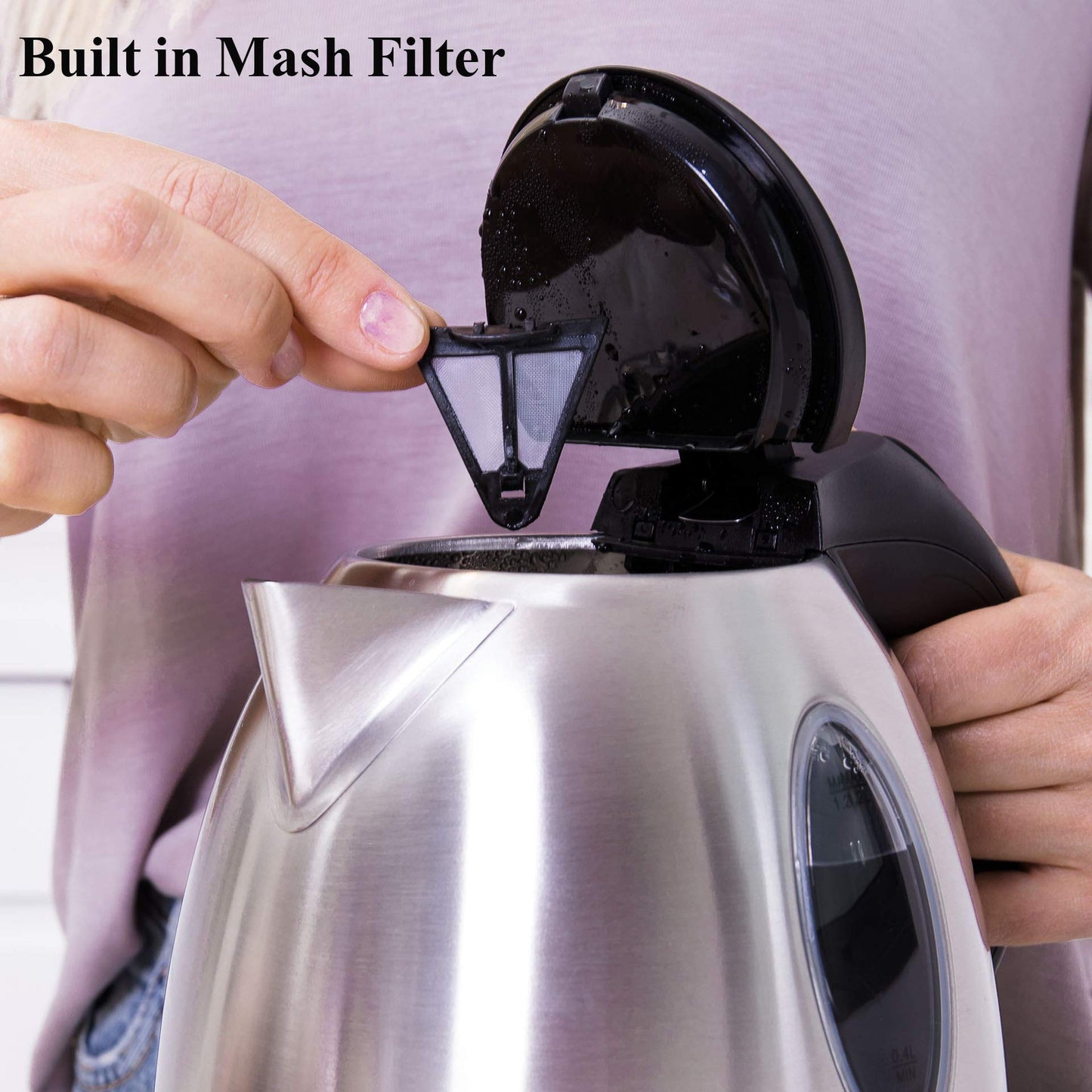 Mixpresso Electric Kettle Temperature Control, Hot Water Kettle Electric, Cordless 1 Liter Capacity, Keep Warm & LED Indicator, Auto-Shutoff, Boil-Dry Protection, Stainless Steel Electric Kettle BST220