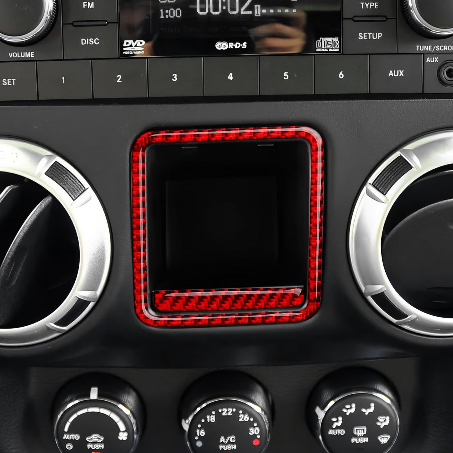 Car Gear Shift Lower Panel Sticker Carbon Fiber Decal Interior Trim Cover for Jeep Wrangler 2011 2012 2013 2014 2015 2016 2017 Accessories (Red) BST220