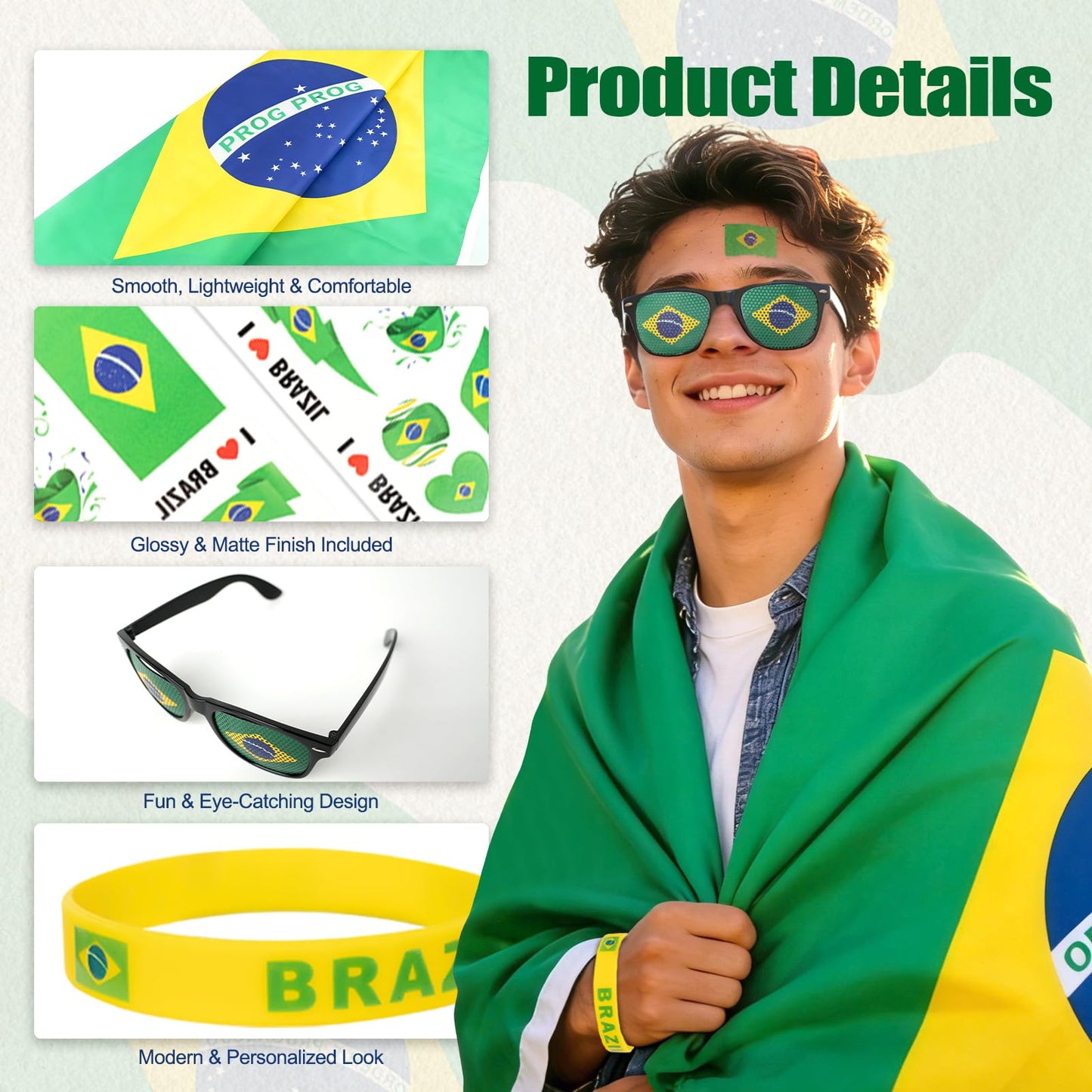 World Cup 2026 Fan Accessories with Large 3x5 ft Flag, Match Tracker Poster, Stickers, Cheering Sticks, Clapper & Scarf, World Cup Decorations Fan kit for Soccer Watch Party, Stadium and Home Cheering BST202