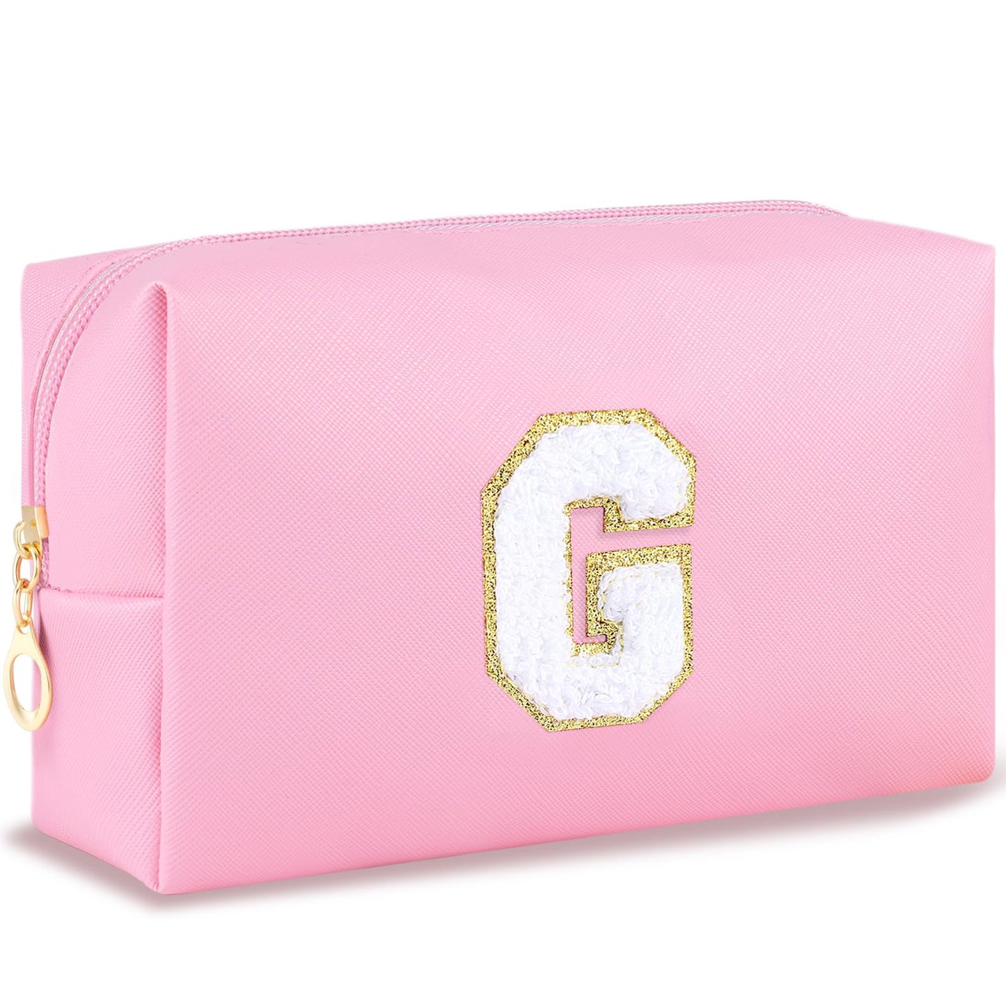 URSKYTOUS Gifts for Girls Initial Makeup Bag Personalized Cosmetic Bag with Zipper Cute Travel Toiletry Bag Waterproof PU Preppy Makeup Pouch Birthday Gift for Teen Girls Women(Blue P) BST326L
