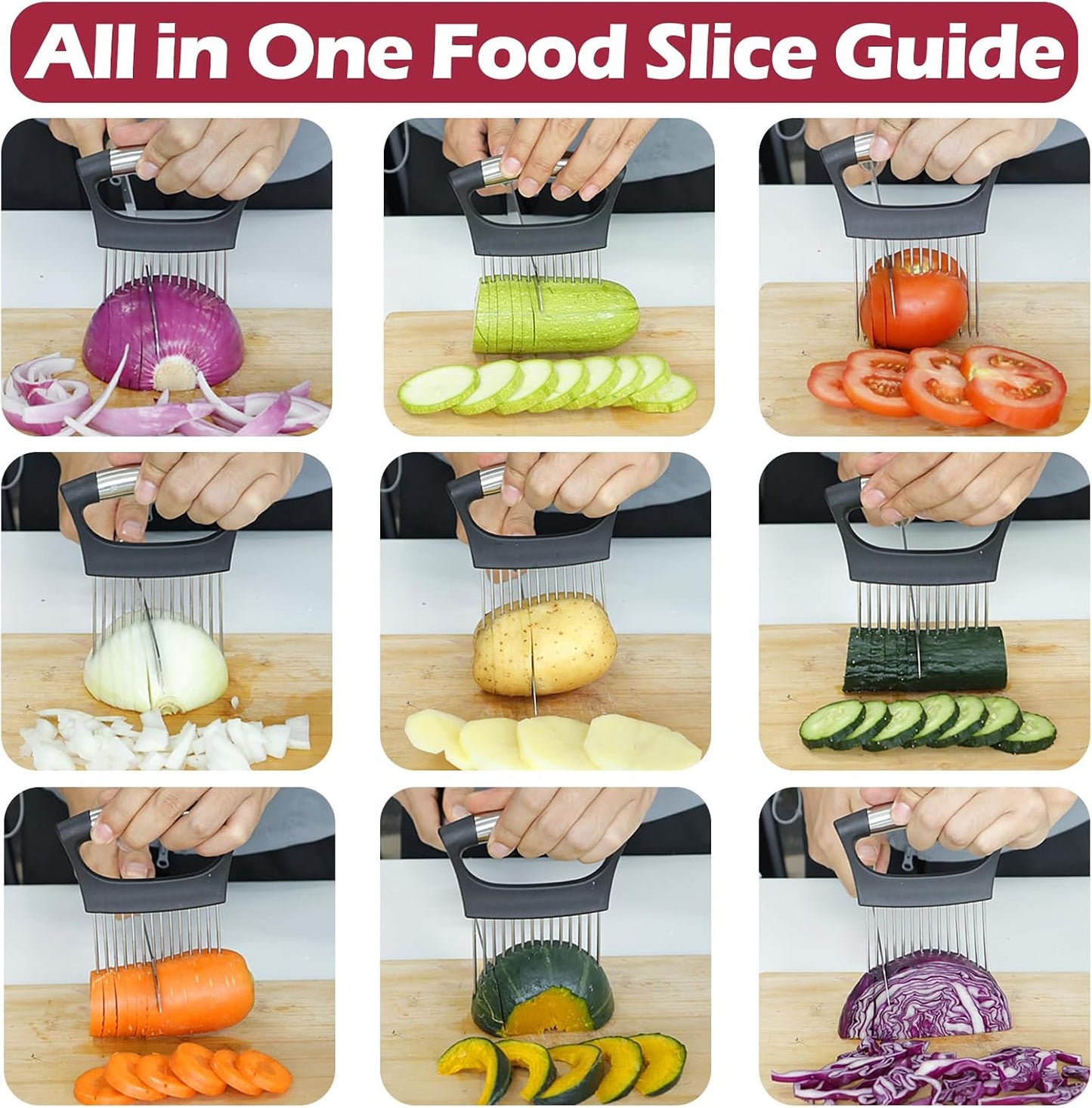 JAYVAR Extra-Large Onion Holder for Slicing, 304 Stainless Steel | 14 Long Needles, Onions Cutter Vegetable Chopper, Tomato Cutter Slicer, Kitchen Gadgets for Evenly Slicing BST326H
