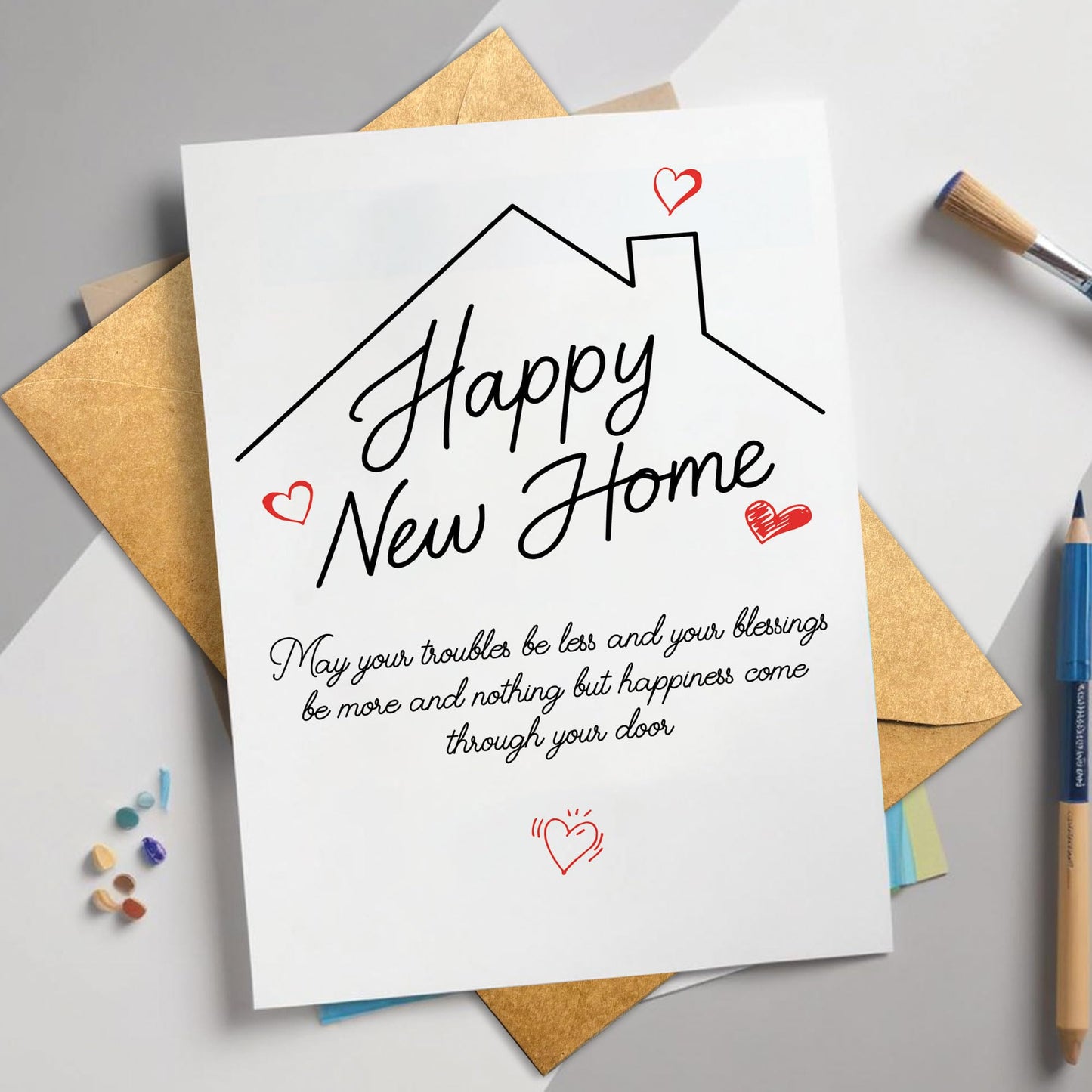 Congrats on Your New Home Housewarming Greeting with Gold Lettering and Key Design, Funny Congratulations Gift for New Homeowners, First-Time Buyers, Friends, Neighbors, Real Estate Clients Single 5.3''x8'' with Envelope BST326L