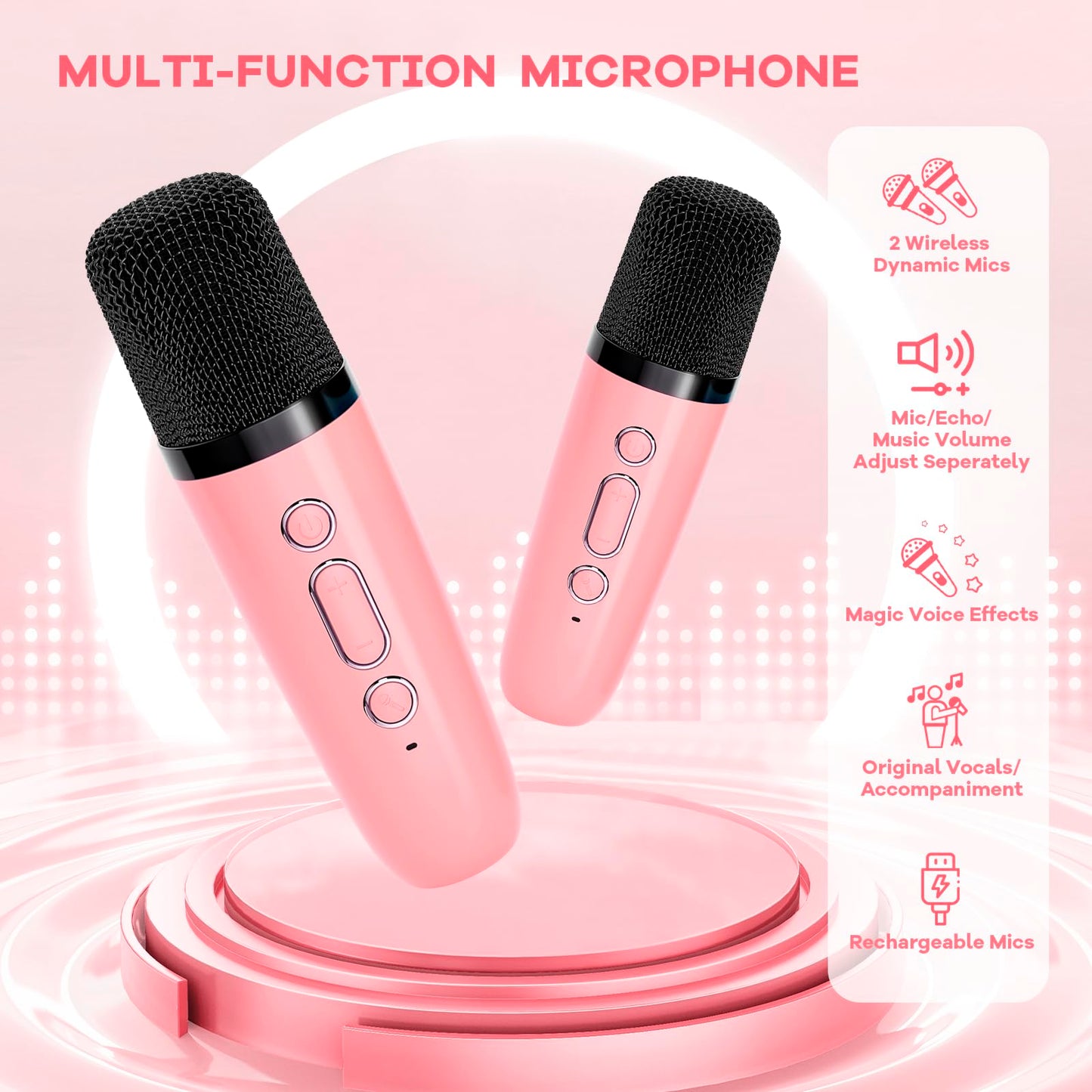 YLL Karaoke Machine for Kids, Portable Mini Speaker with 2 Wireless Microphones, TOP Kids Gifts for Girls Ages 3, 4, 5, 6, 7, 8, 9, 10+ Years Old, 4-12th Birthday Singing Present Toy Party (Purple)