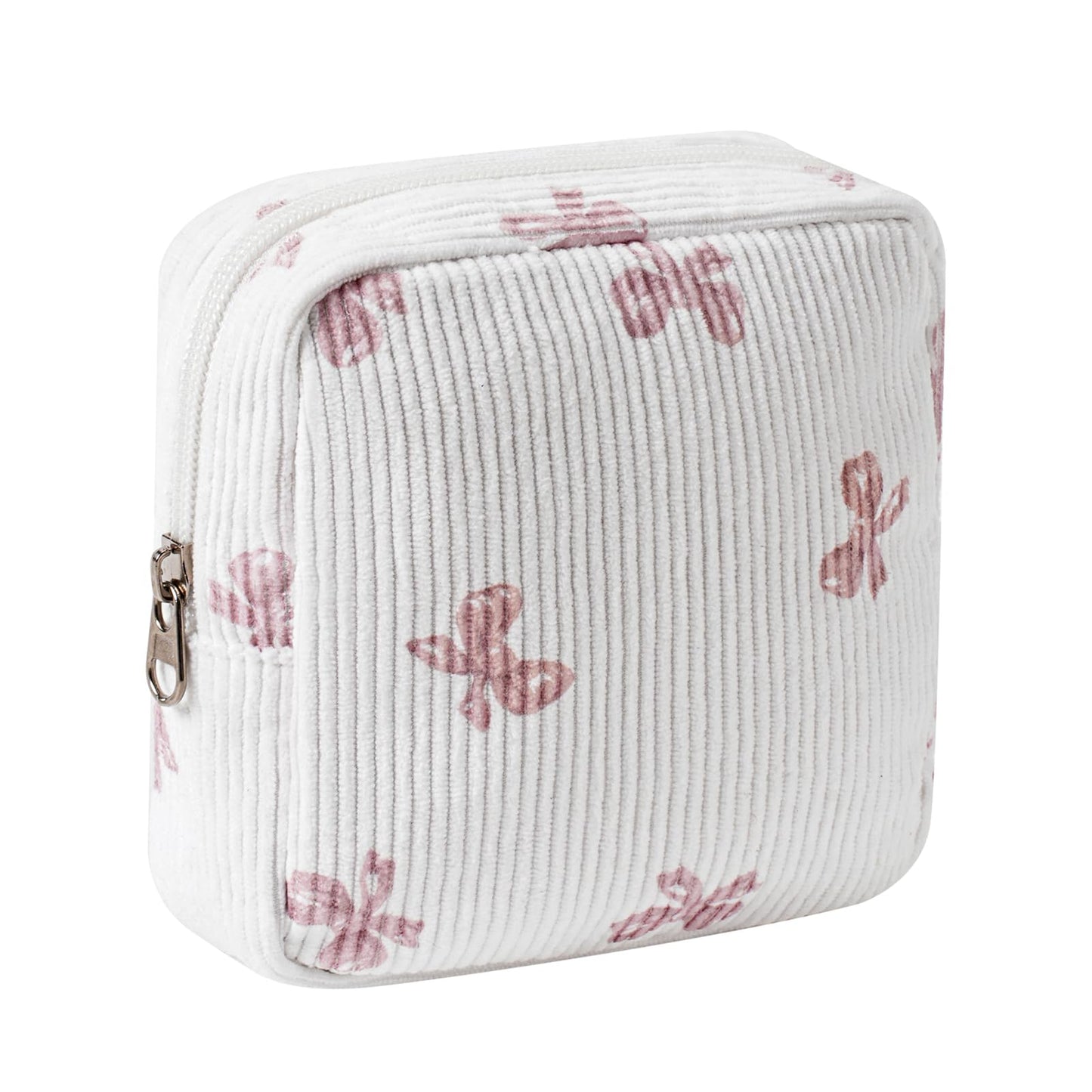 uekeboag Cute Small Corduroy Zipper Makeup Bag, Mini Coquette Aesthetic Pouch with Bear Pattern for for Purse,Key Pocket Lipstick Bag Card Holder Data Cable Organizer (12Hot Pink) BST220