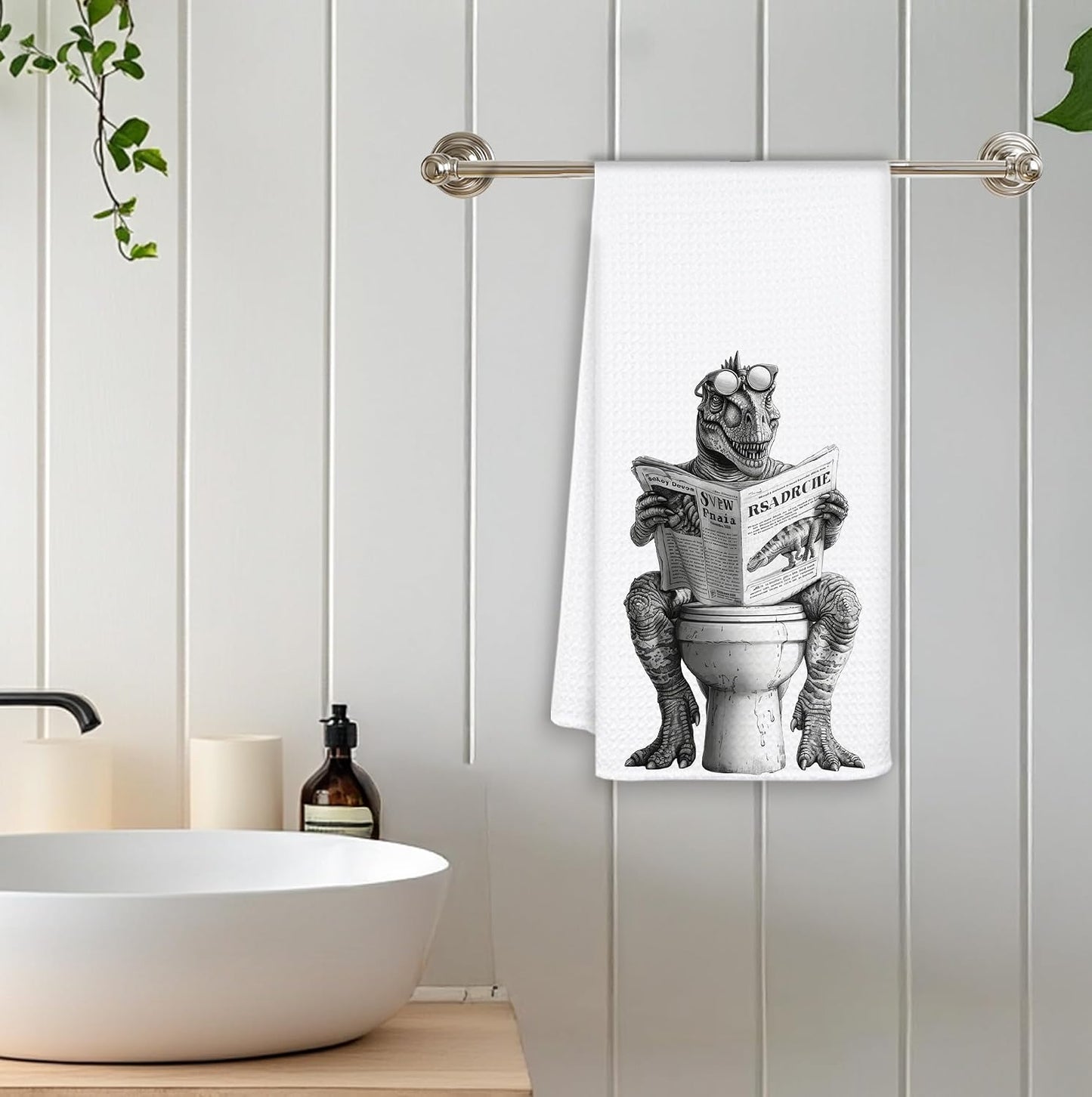 Funny Dinosaur Hand Towels for Bathroom Washroom, Dinosaur Bathroom Decor, Gifts for Dinosaurs Lovers, Funny Animal Dinos Bathrooms Hand Towels, 16x24 Inch BST326L
