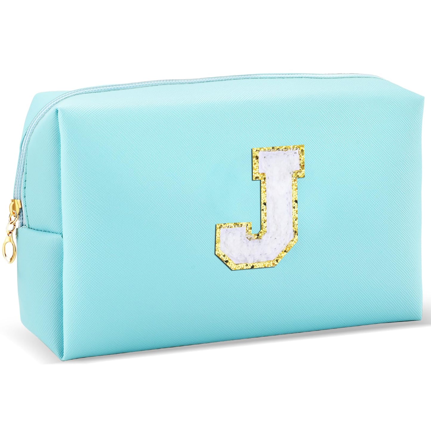 URSKYTOUS Gifts for Girls Initial Makeup Bag Personalized Cosmetic Bag with Zipper Cute Travel Toiletry Bag Waterproof PU Preppy Makeup Pouch Birthday Gift for Teen Girls Women(Blue P) BST326L
