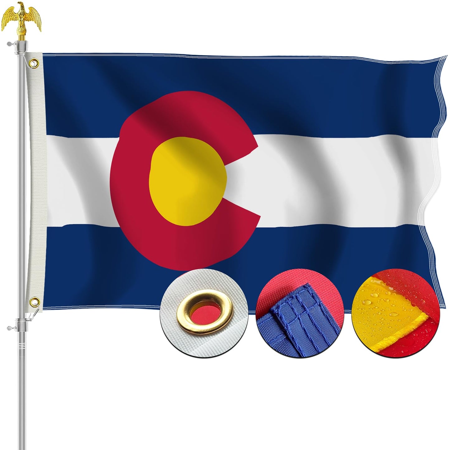 Arizona State Flag 3x5 - Embroidered Design AZ Flag, Heavy Duty Polyester with Brass Grommets for Outdoor WN420