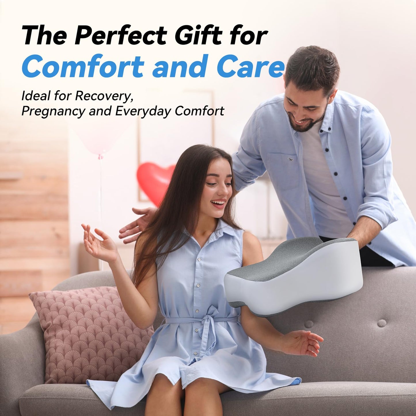 UJPFEO Knee Pillow for Side Sleepers,Leg Pillows for Sciatica,Knees,HIPS,Joints Between Legs,Back Pain Relief When Side Sleeping Spine Alignment Support for Knee Surgery Recovery,Grey WN420