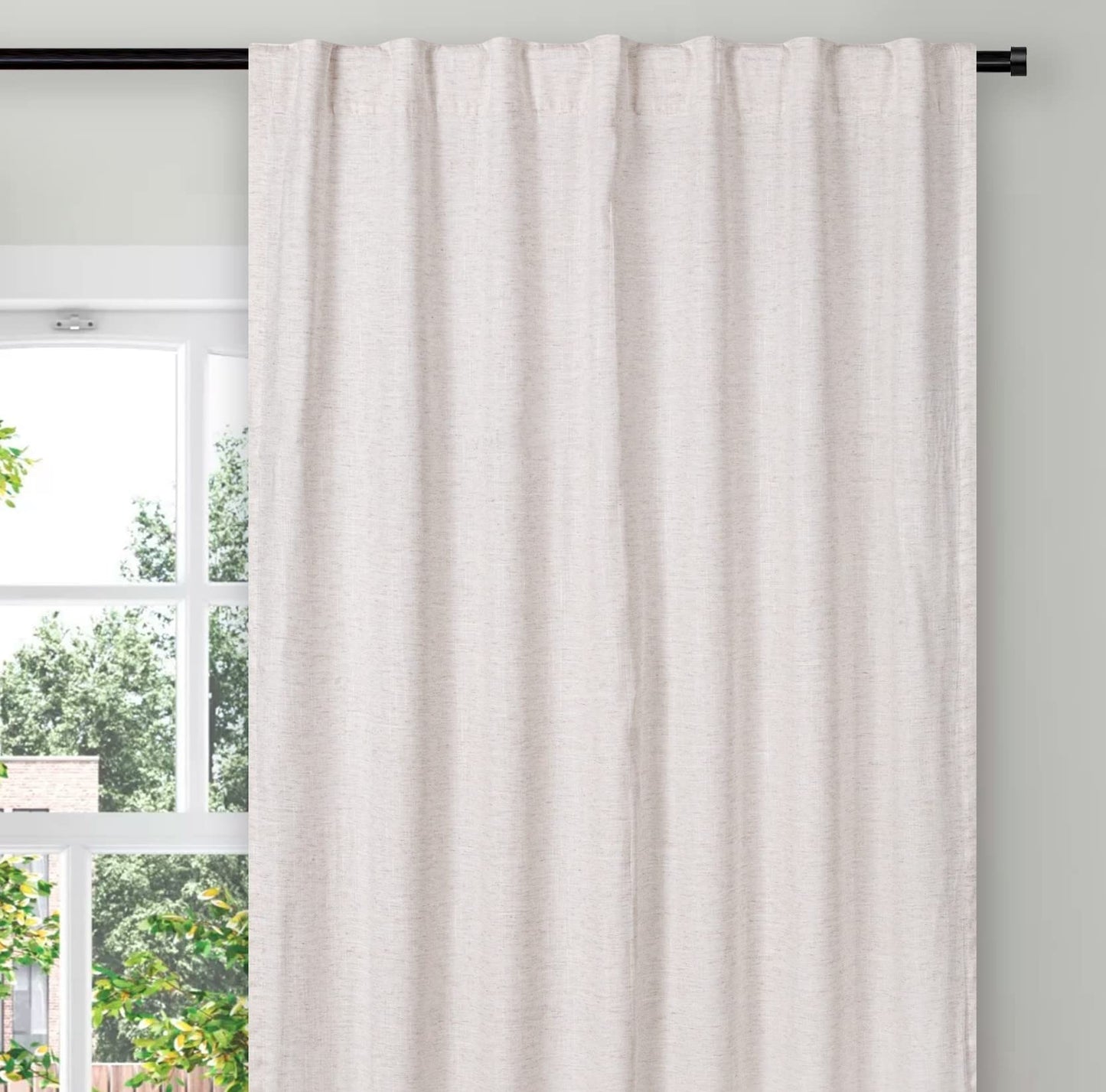 Bedding Craft Curtains 63 Inch Length - White Poly Cotton Slub Drapes with Tab Top, Set of 2, Ideal for Bedroom, Living Room, and Office_ 50x63 inch BST220
