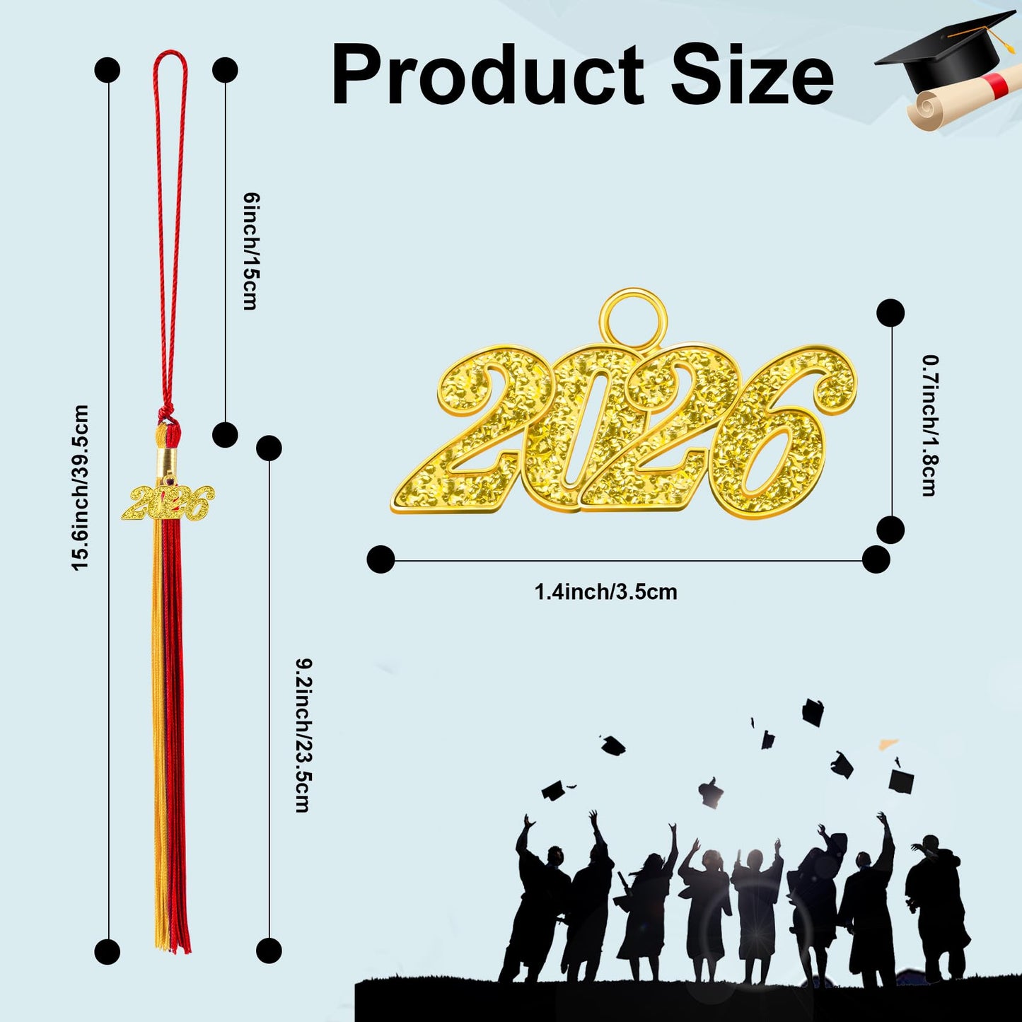 2026 Tassel Graduation, Black and Gold Graduation Tassel, 2026 Graduations Cap Tassels, Gradutate Cap Tassels with 2026 Year Gold Charms for Grad Cap Hat Ceremonies Memorial Graduations Decorations BST220