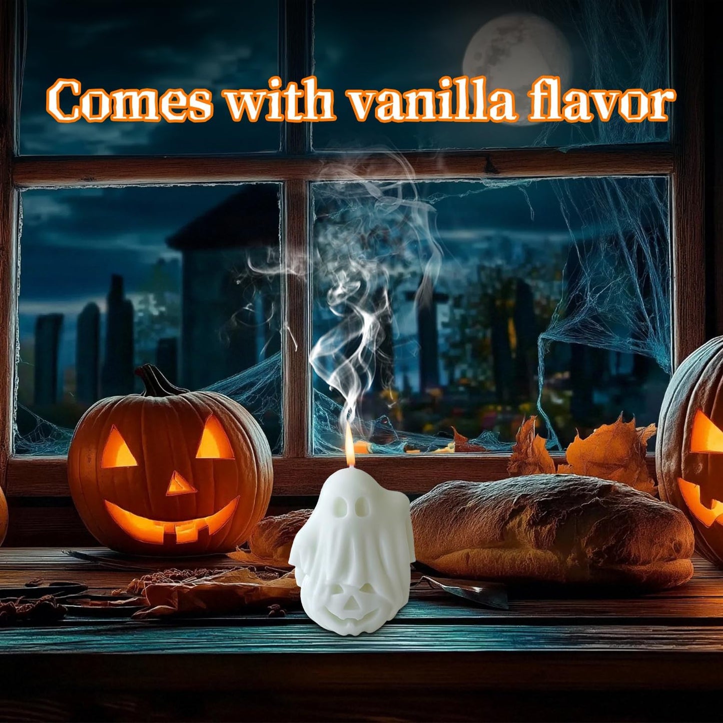 Halloween Ghost Pumpkin Candles with Fragrant Halloween Decor Candle for Home and Table Decorations 2.6 * 2 * 1.9 Inch BST202