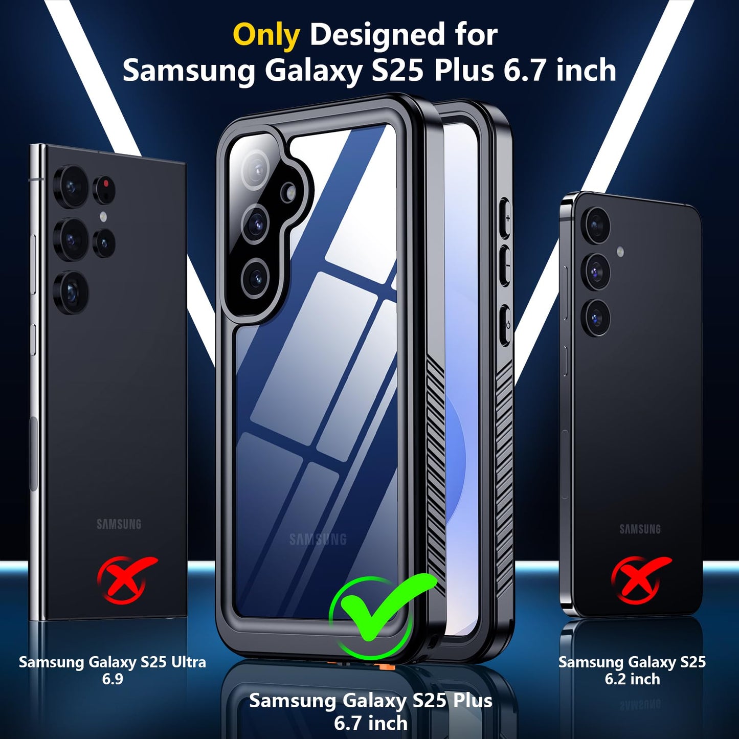 SPIDERCASE Designed for Samsung Galaxy S23 Case Waterproof,Built-in Screen & Camera Lens Protector[IP68 Underwater][Military Grade Shockproof] Full Body Protection Phone Case, Black/Clear WN420